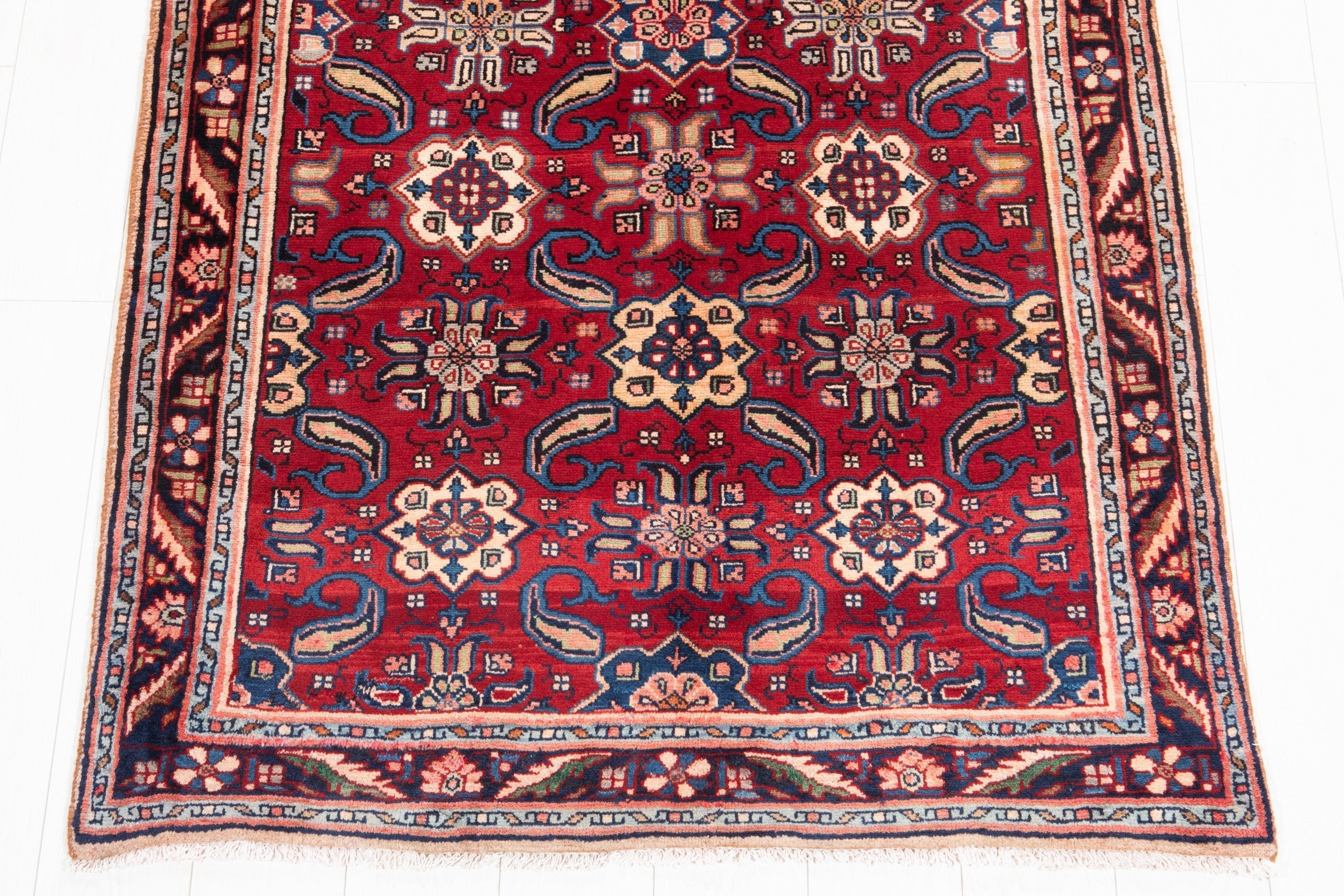 Hand-Knotted Vintage Wool Area Rug – 7' 10" x 3' 9" (238 x 114 cm) - Yasi & Fara