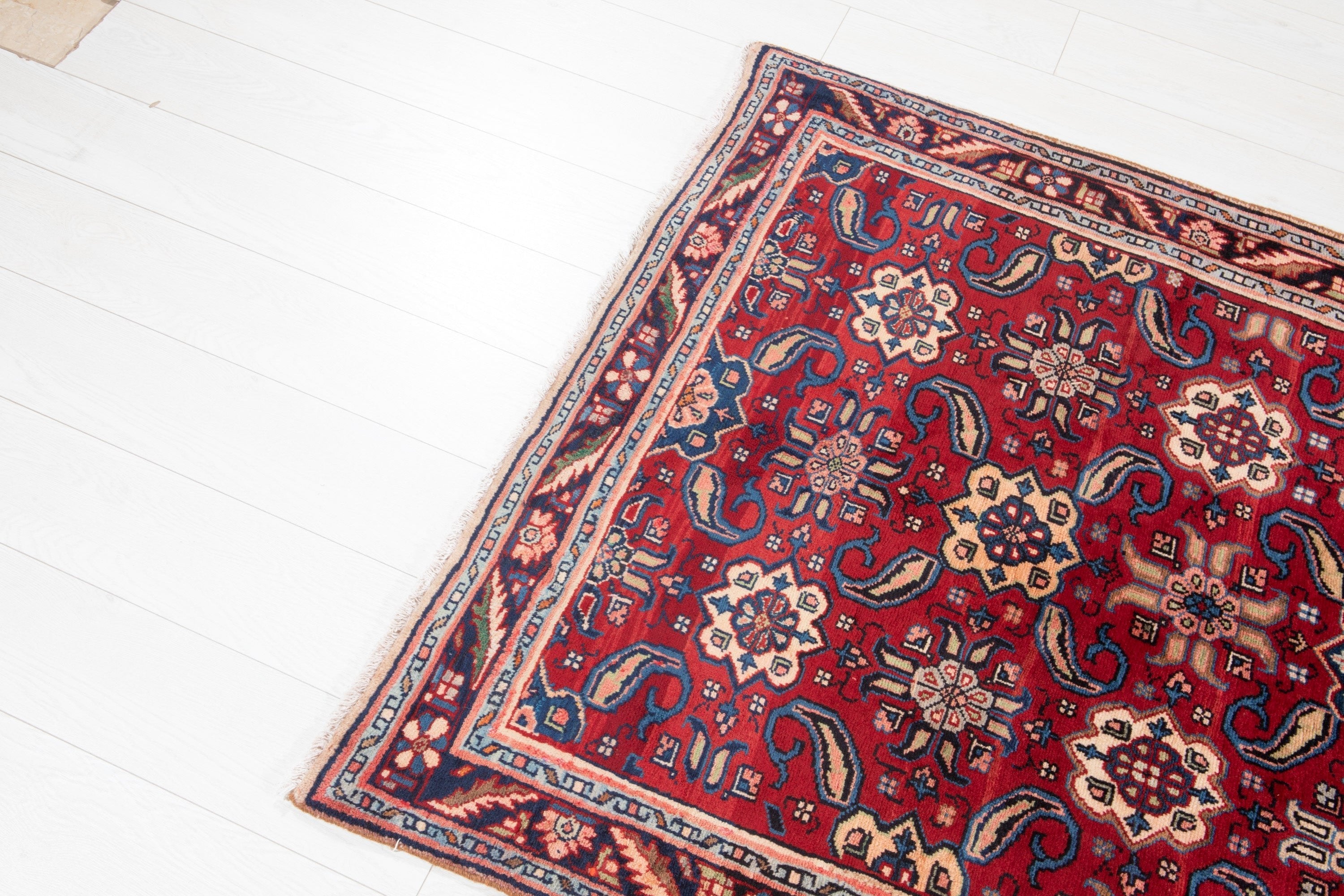 Hand-Knotted Vintage Wool Area Rug – 7' 10" x 3' 9" (238 x 114 cm) - Yasi & Fara