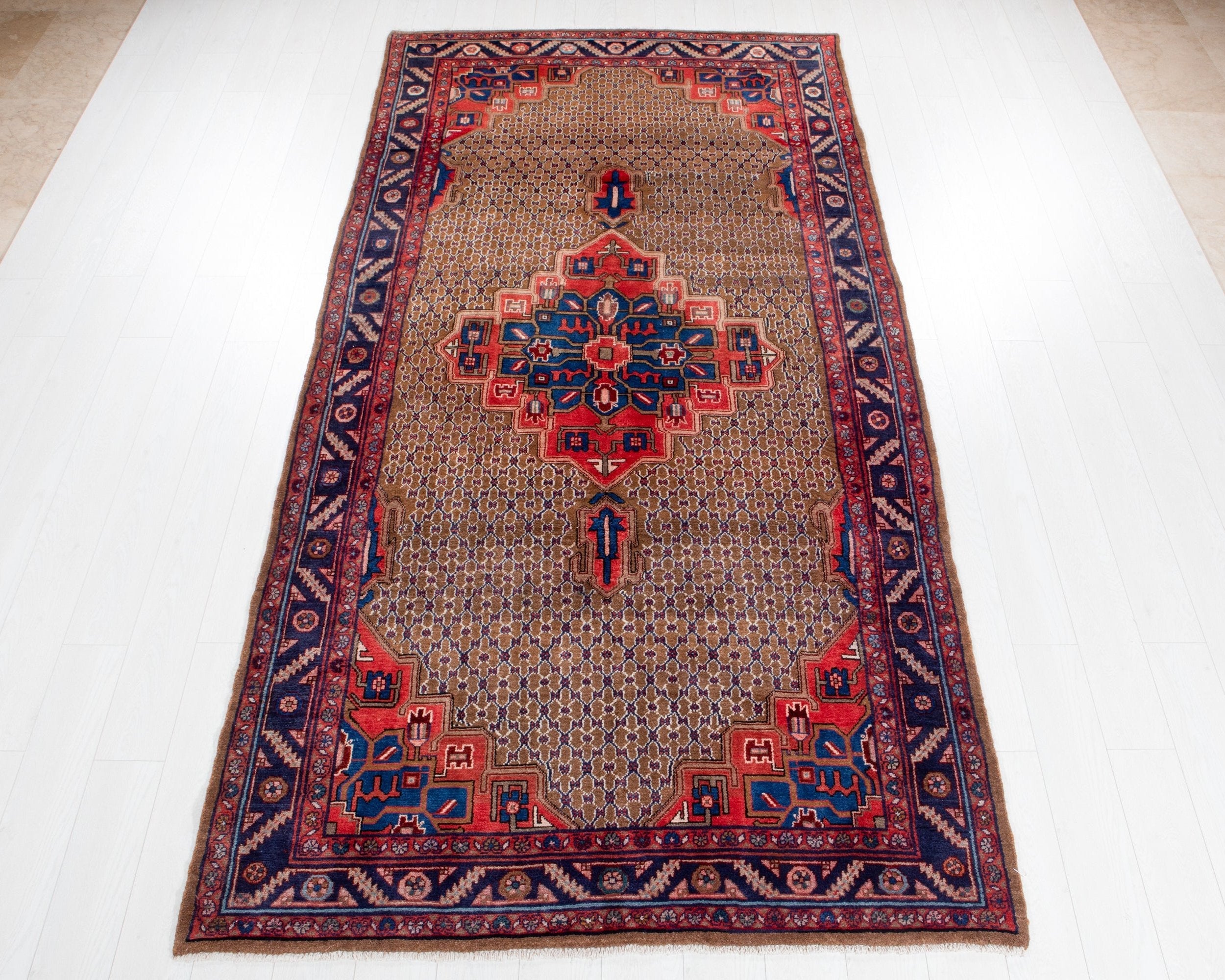 Hand-Knotted Vintage Wool Area Rug – 10' 7" x 5' 2" (323 x 157 cm) - Yasi & Fara