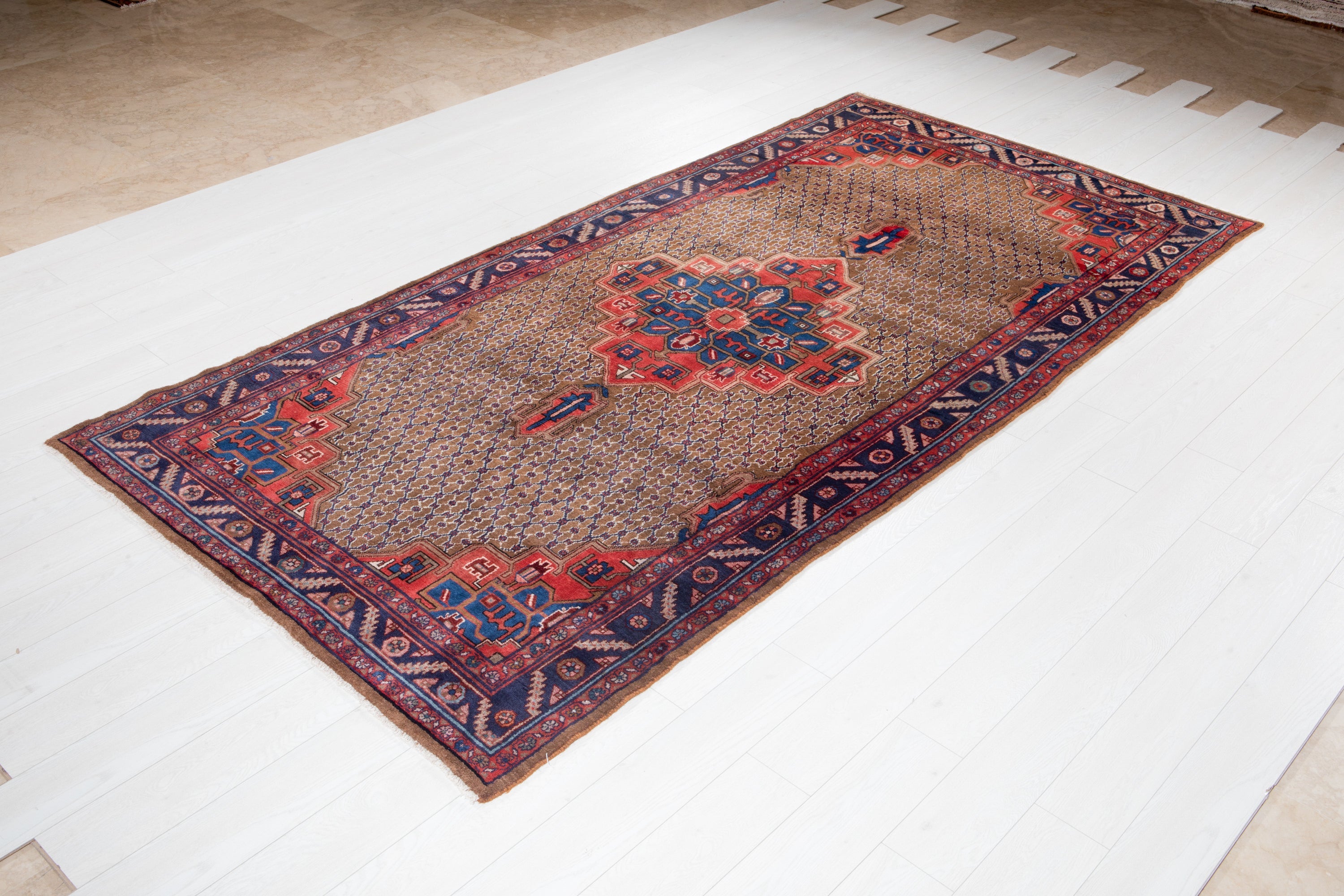 Hand-Knotted Vintage Wool Area Rug – 10' 7" x 5' 2" (323 x 157 cm) - Yasi & Fara