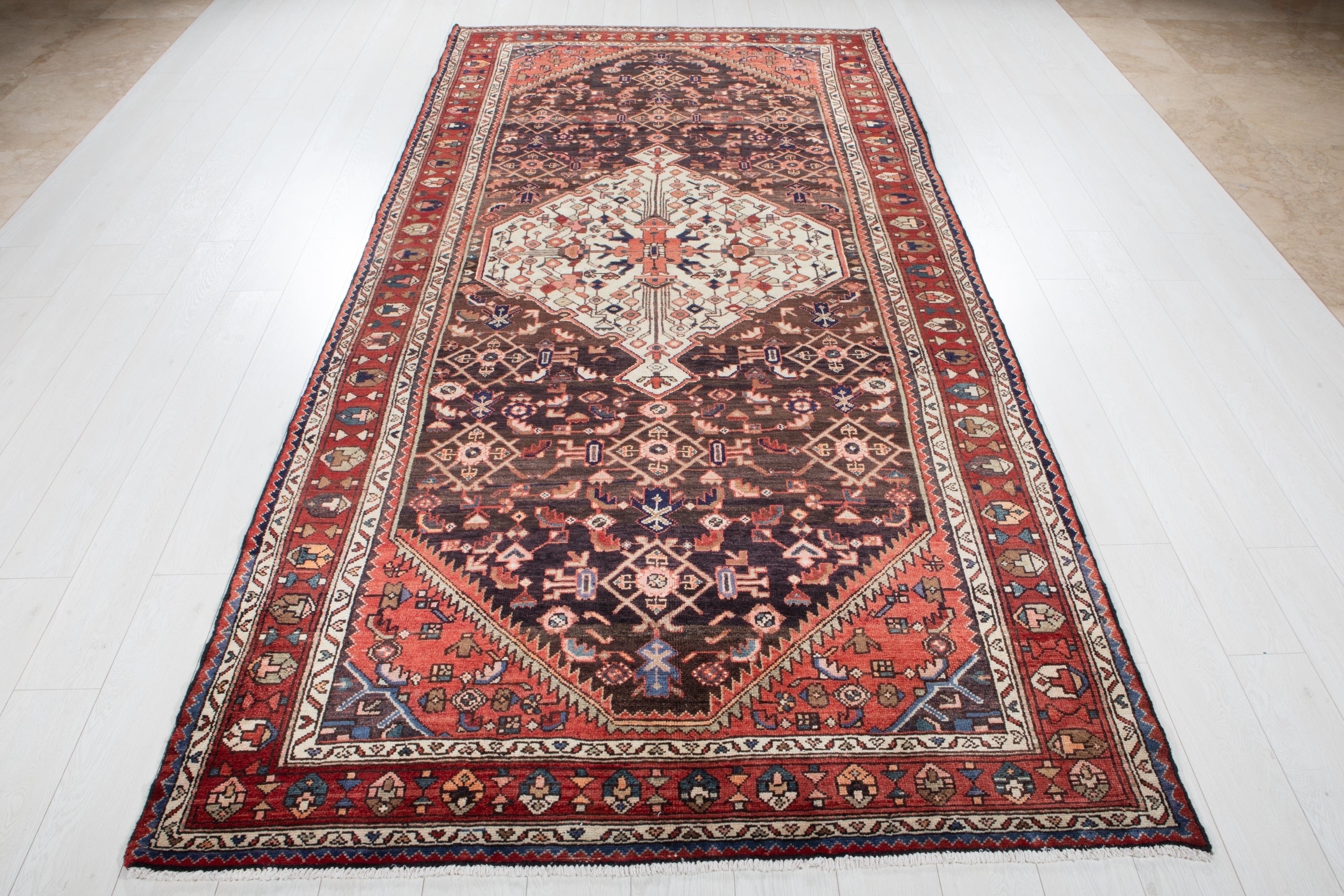Hand-Knotted Vintage Wool Area Rug – 11' 1" x 5' 3" (338 x 159 cm) - Yasi & Fara