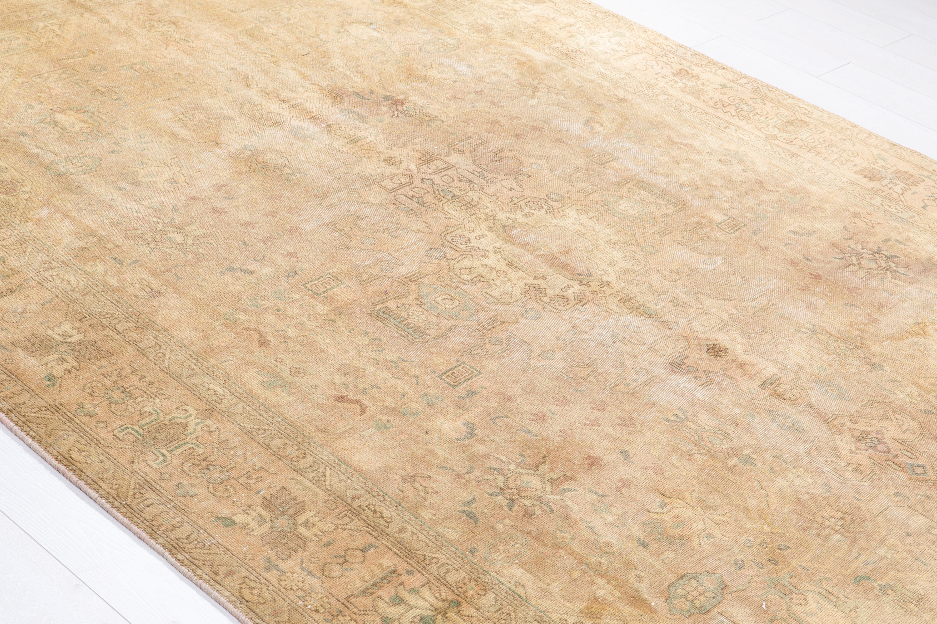 Hand-Knotted Vintage Large Wool Area Rug Faded – 9' 8" x 6' 4" (294 x 194 cm) - Yasi & Fara