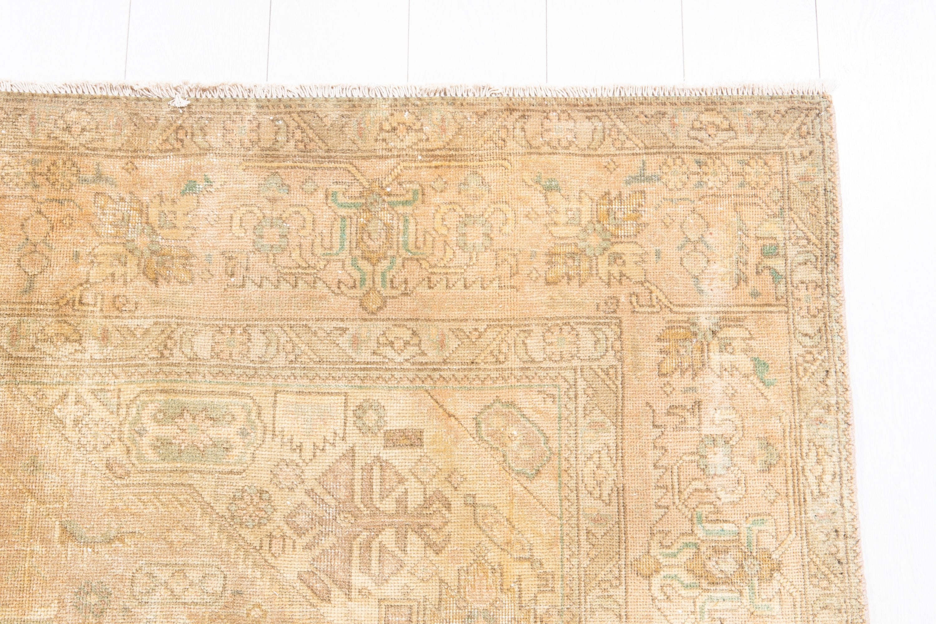 Hand-Knotted Vintage Large Wool Area Rug Faded – 9' 8" x 6' 4" (294 x 194 cm) - Yasi & Fara
