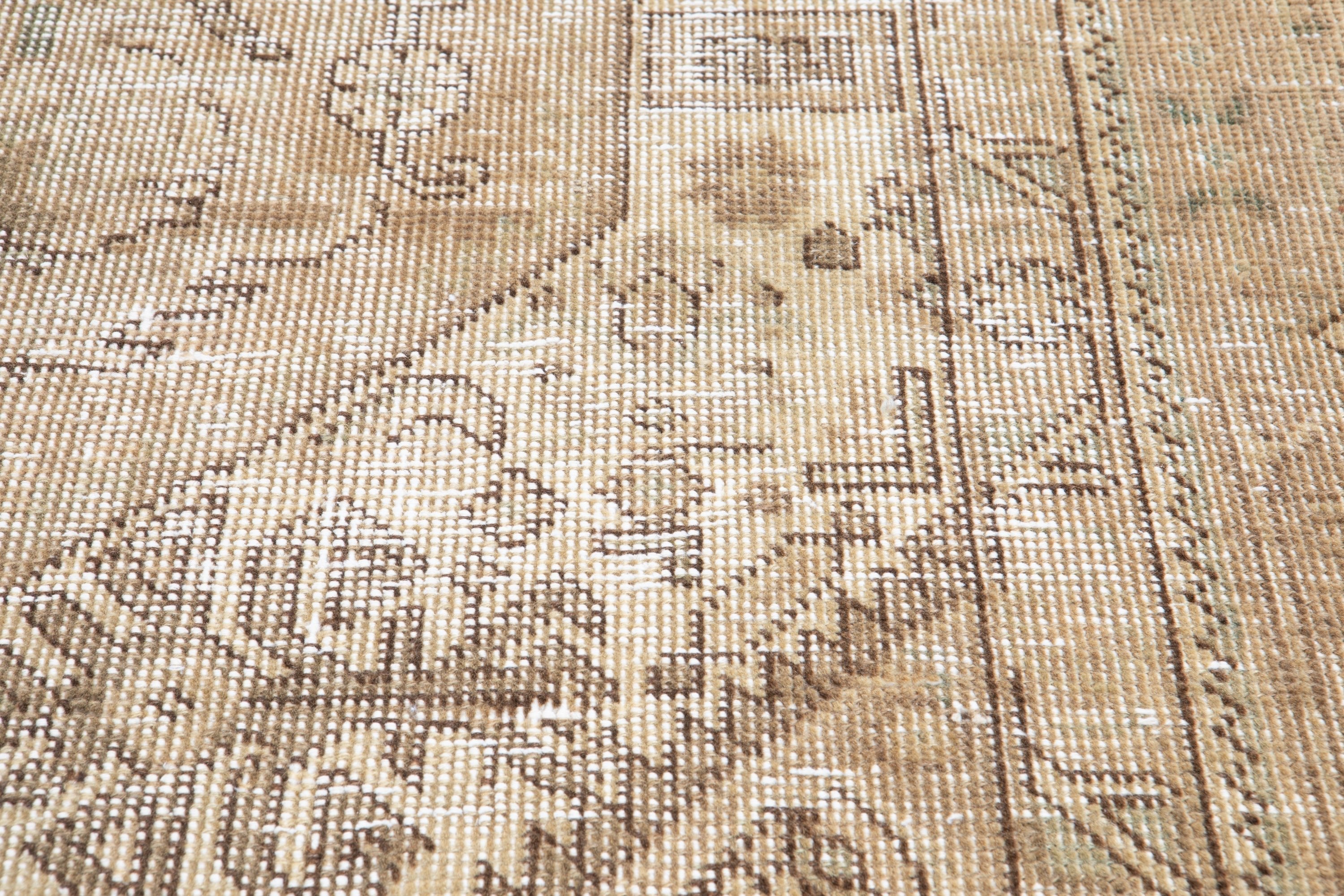 Hand-Knotted Vintage Large Wool Area Rug Faded – 9' 5" x 6' 6" (287 x 199 cm) - Yasi & Fara