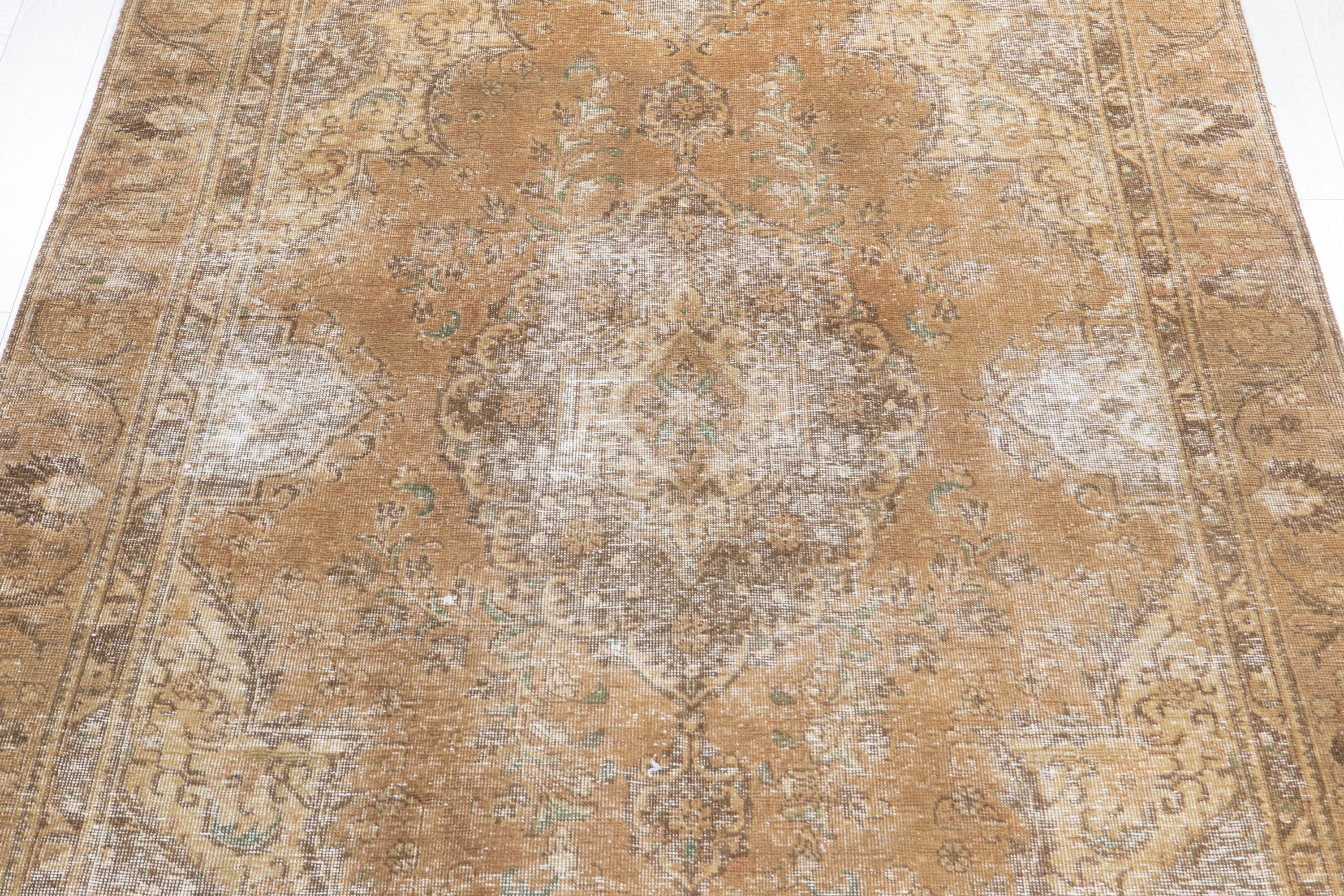 Hand-Knotted Vintage Large Wool Area Rug Faded – 9' 1" x 5' 11" (278 x 181 cm) - Yasi & Fara