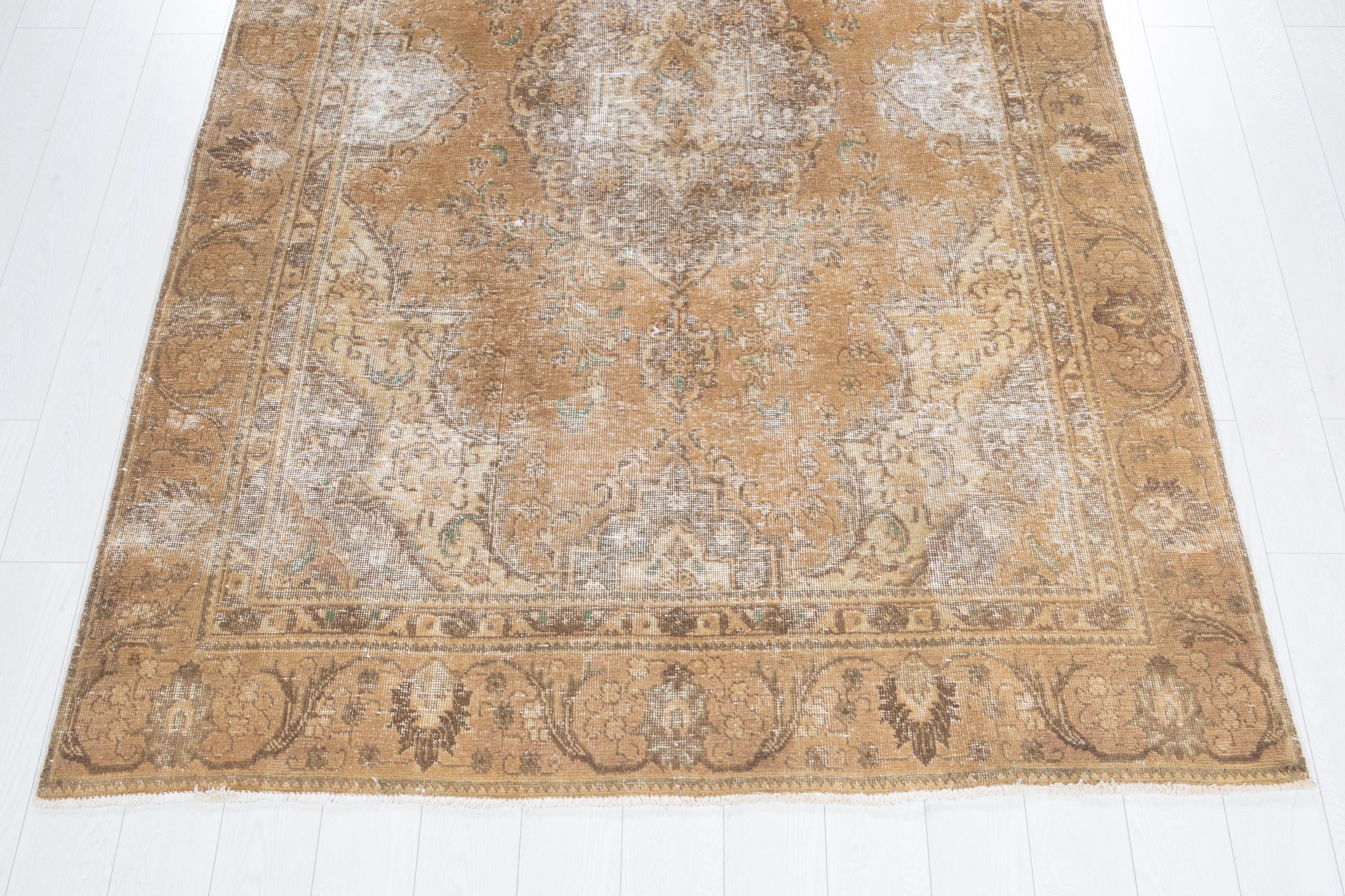 Hand-Knotted Vintage Large Wool Area Rug Faded – 9' 1" x 5' 11" (278 x 181 cm) - Yasi & Fara