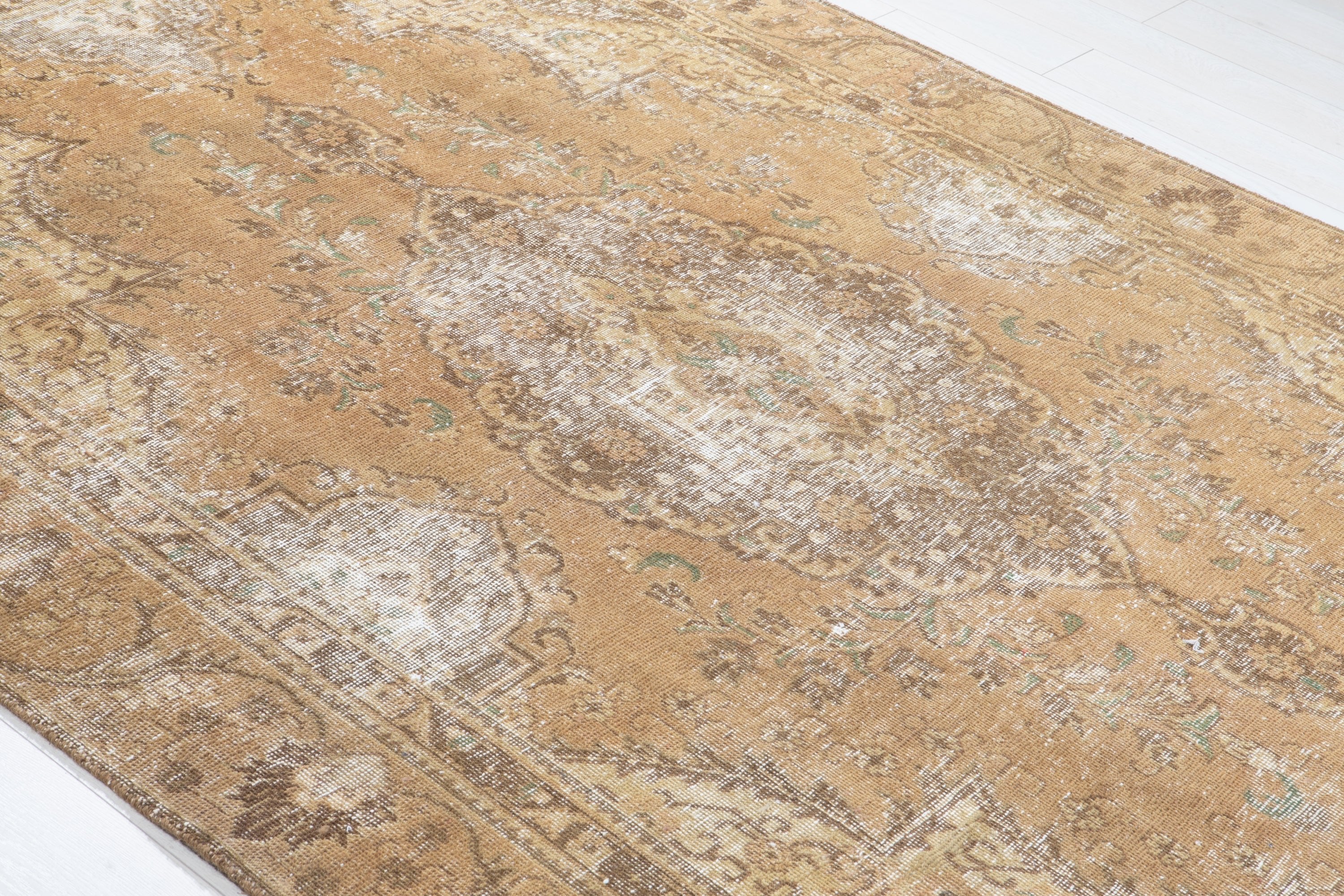 Hand-Knotted Vintage Large Wool Area Rug Faded – 9' 1" x 5' 11" (278 x 181 cm) - Yasi & Fara