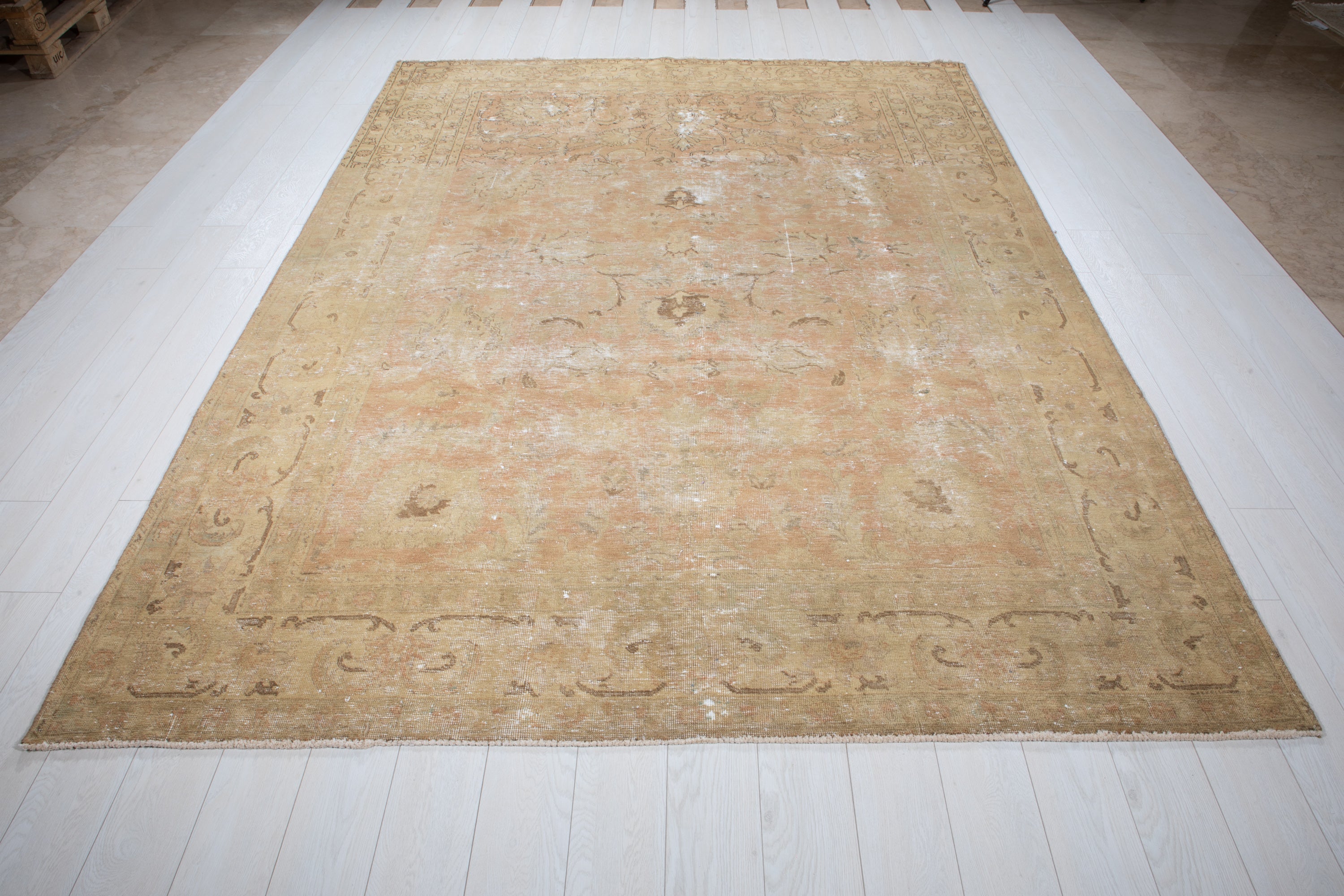 Hand-Knotted Vintage Large Wool Area Rug Faded – 10' 6" x 7' 3" (320 x 222 cm) - Yasi & Fara