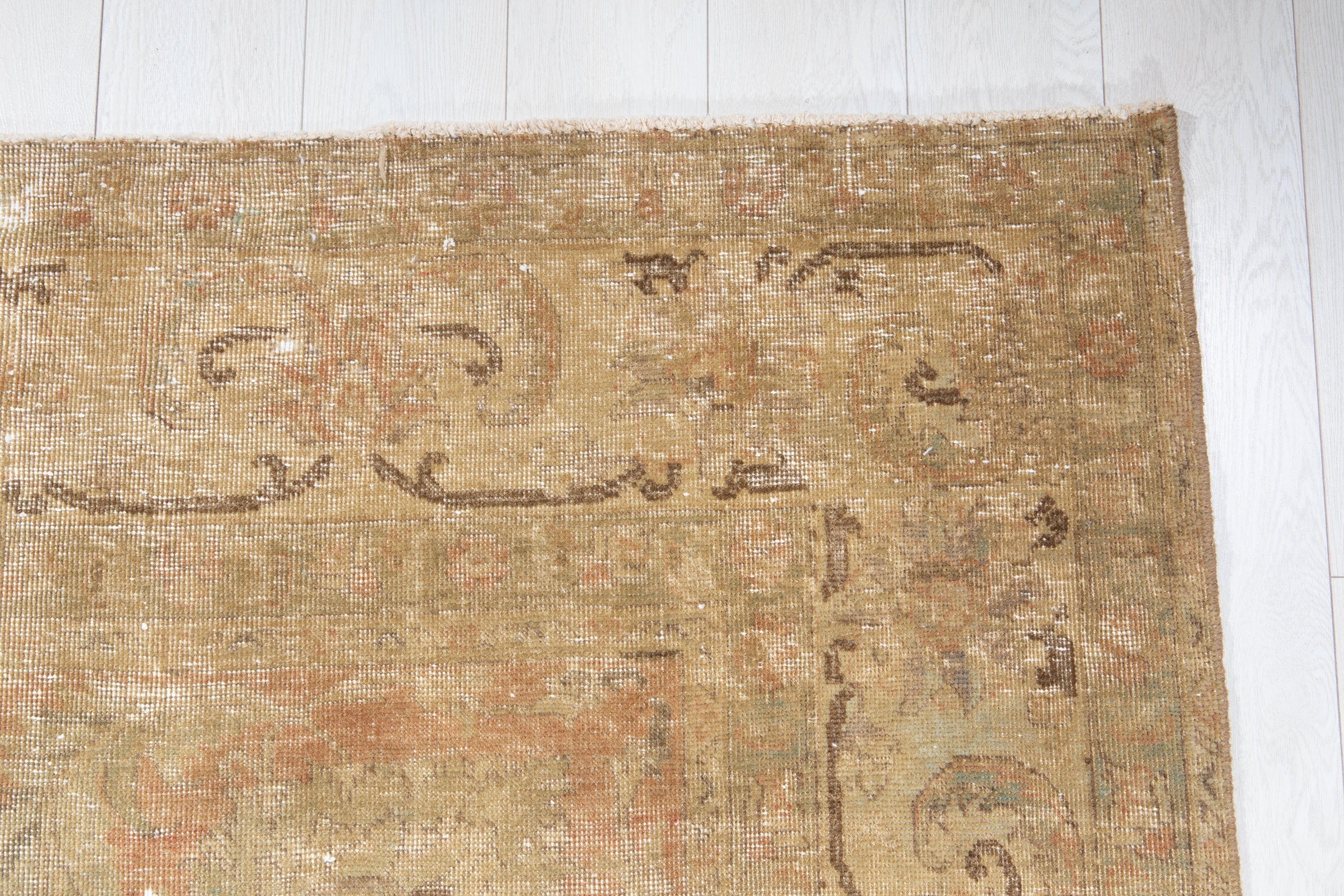 Hand-Knotted Vintage Large Wool Area Rug Faded – 10' 6" x 7' 3" (320 x 222 cm) - Yasi & Fara