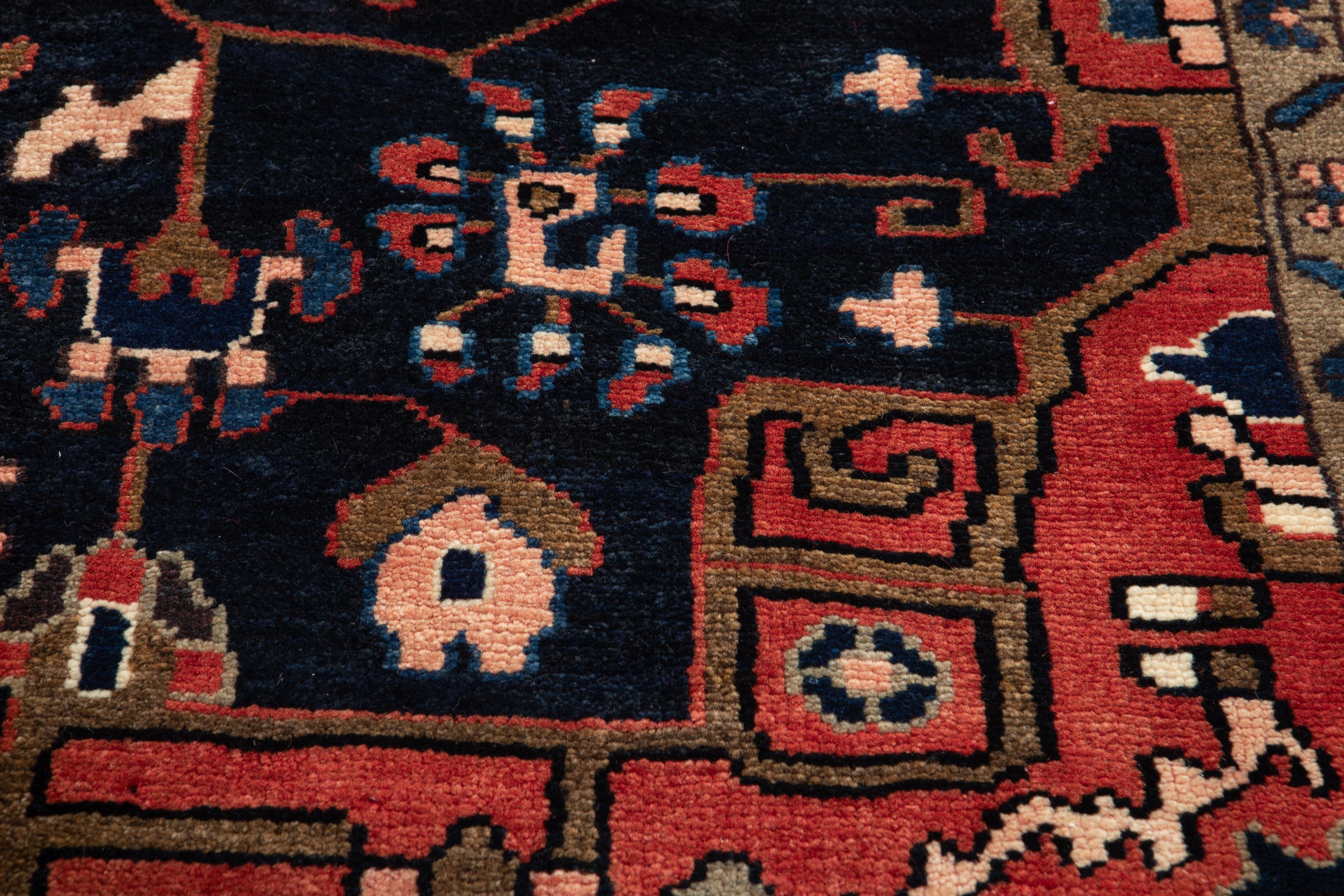 Collectible Vintage Jozan Malayer Tribal Medallion Wool Rug, Navy Blue & Red, 5x10 – 9' 6" x 5' 3" (291 x 159 cm)