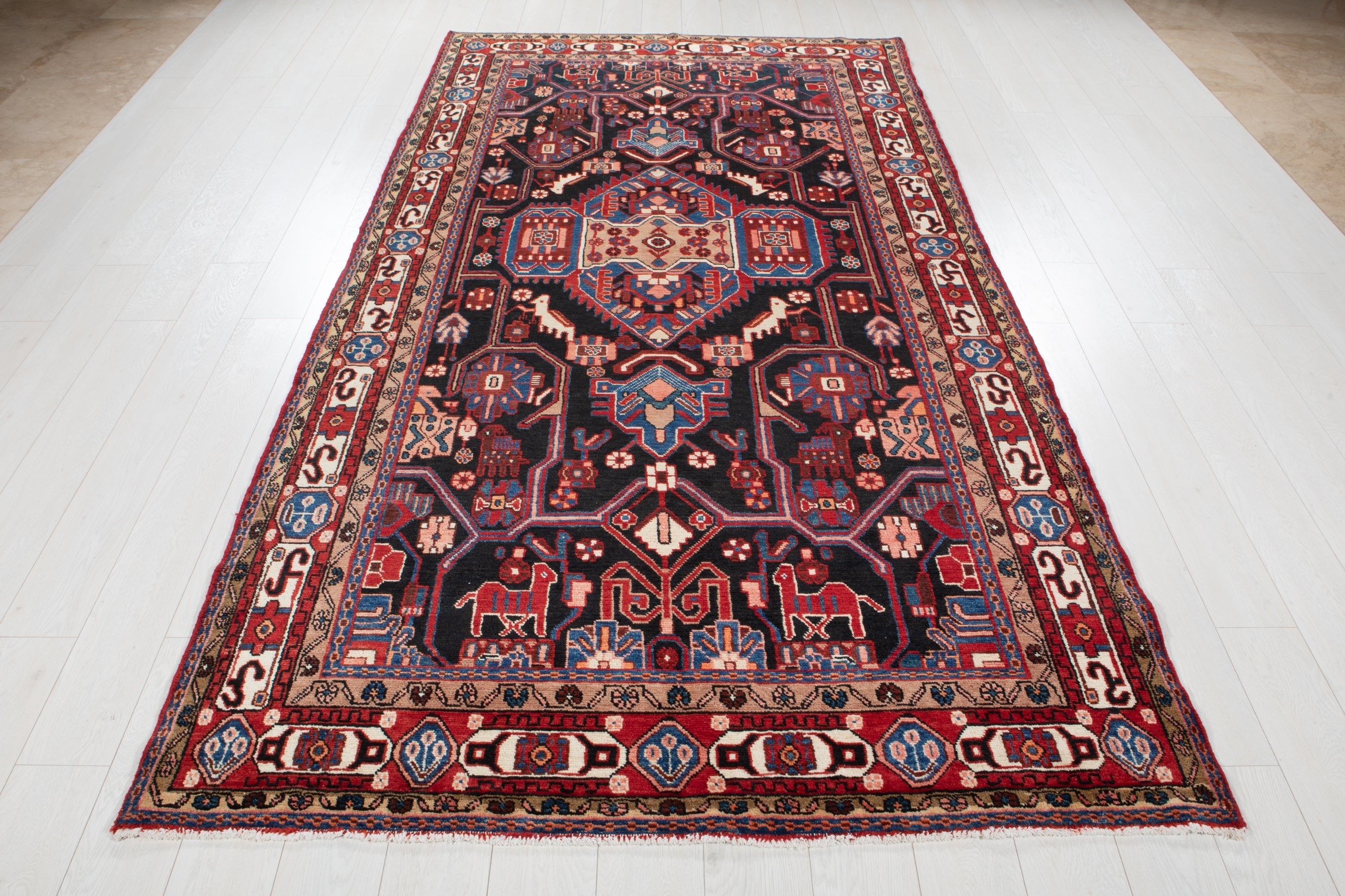 Hand-Knotted Vintage Wool Area Rug – 10' 4" x 5' 2" (316 × 158 cm) - Yasi & Fara