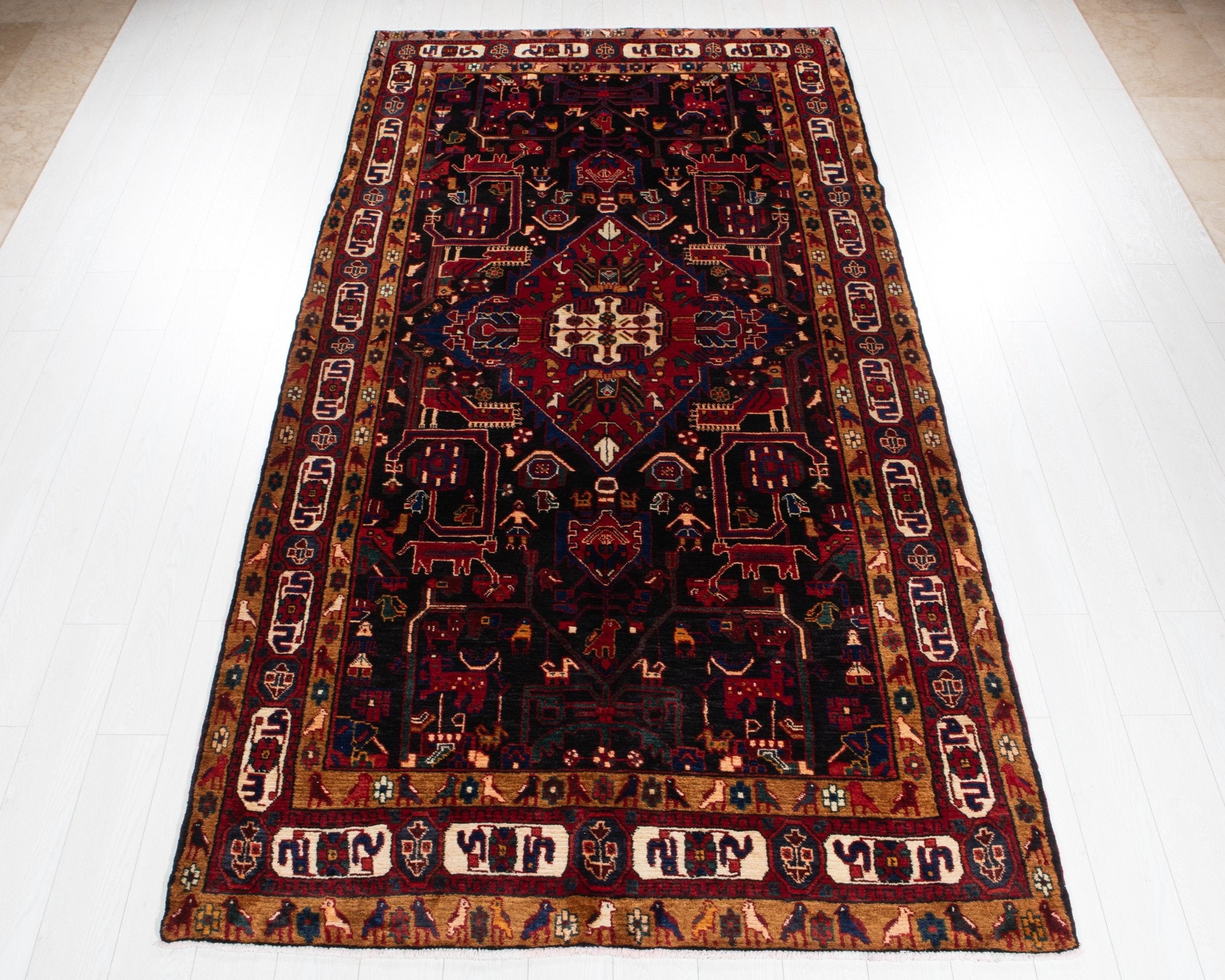 Hand-Knotted Vintage Wool Area Rug – 10' 9" x 5' 4" (327 x 164 cm) - Yasi & Fara
