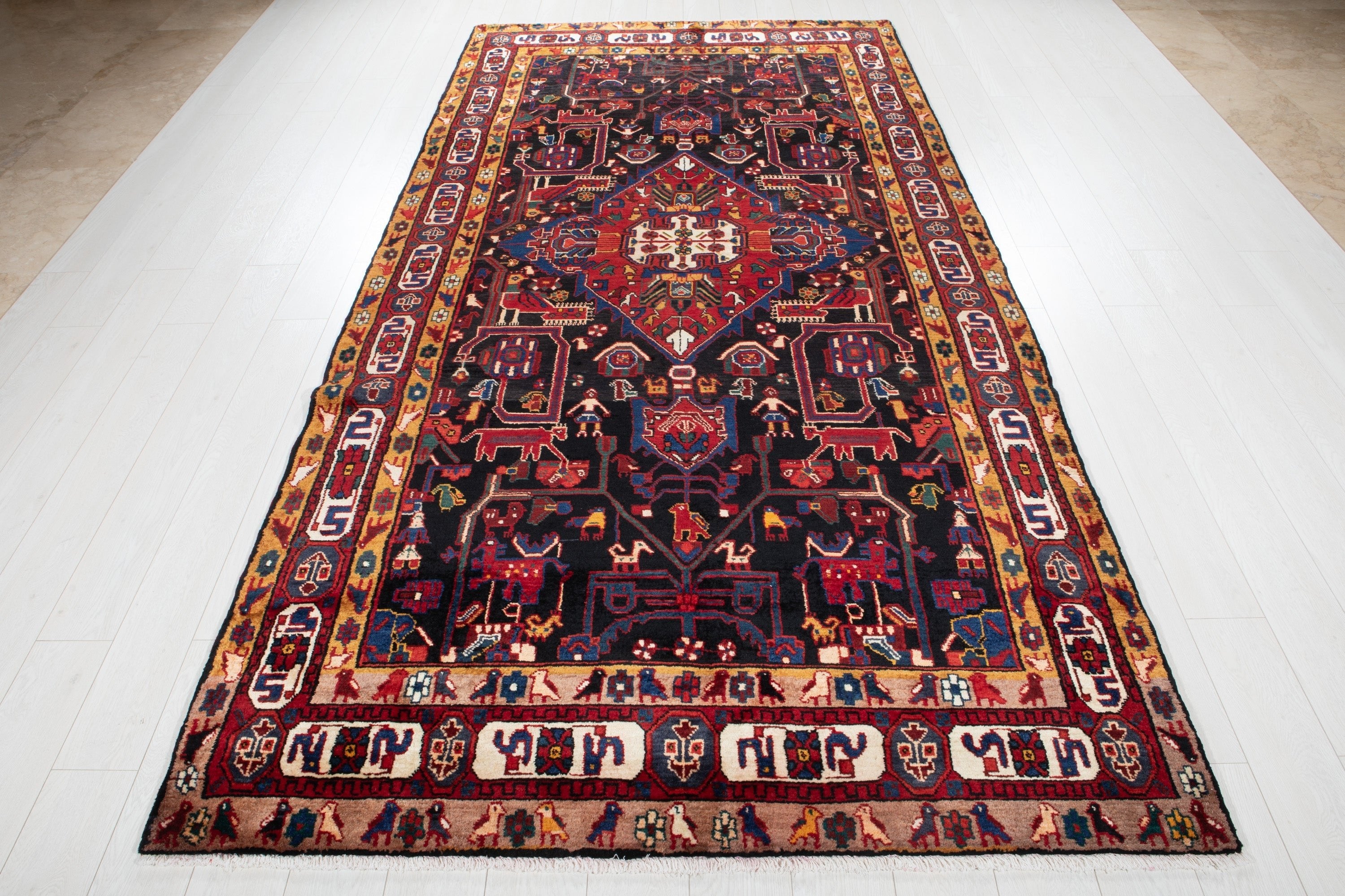 Hand-Knotted Vintage Wool Area Rug – 10' 9" x 5' 4" (327 x 164 cm) - Yasi & Fara