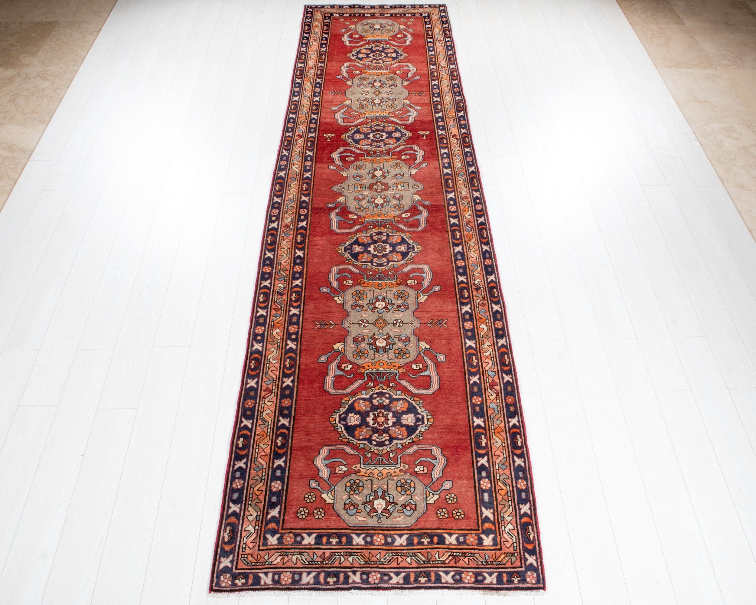12' 8" x 3' 3" Excellent Hand-Knotted Vintage Collectible Tribal Runner Rug - Yasi & Fara
