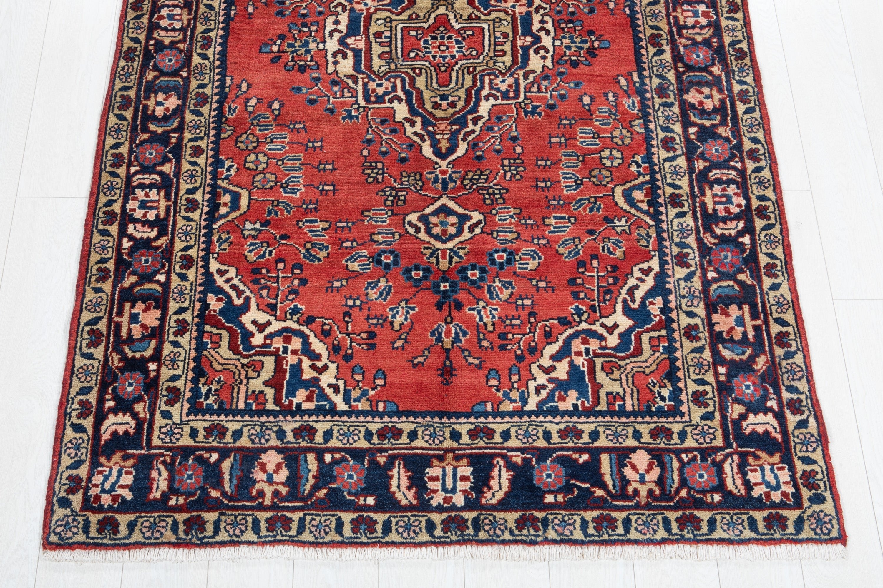 Hand-Knotted Vintage Wool Area Rug – 7' 1" x 4' 6" (217 x 138 cm) - Yasi & Fara