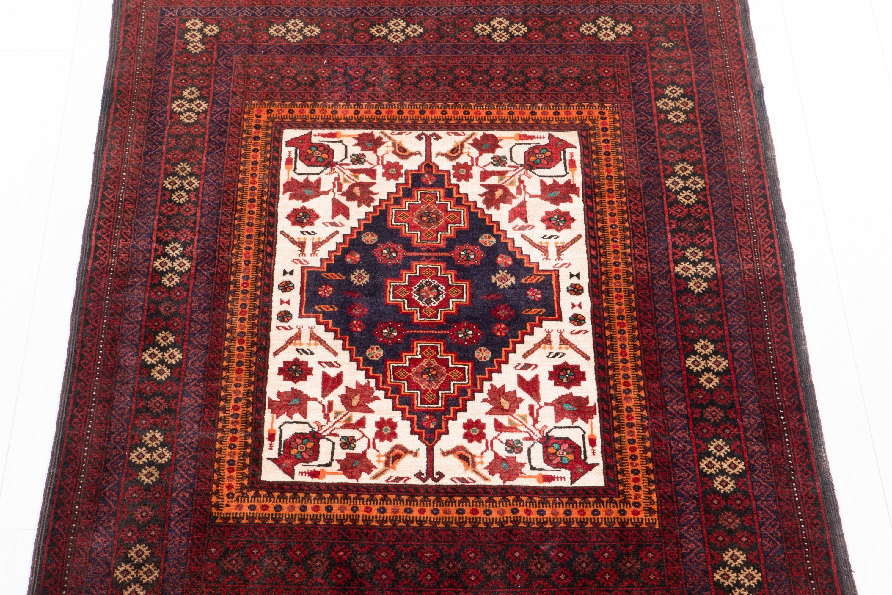 Hand-Knotted Vintage Wool Area Rug – 6' 7" x 3' 4" (201 x 103 cm) - Yasi & Fara