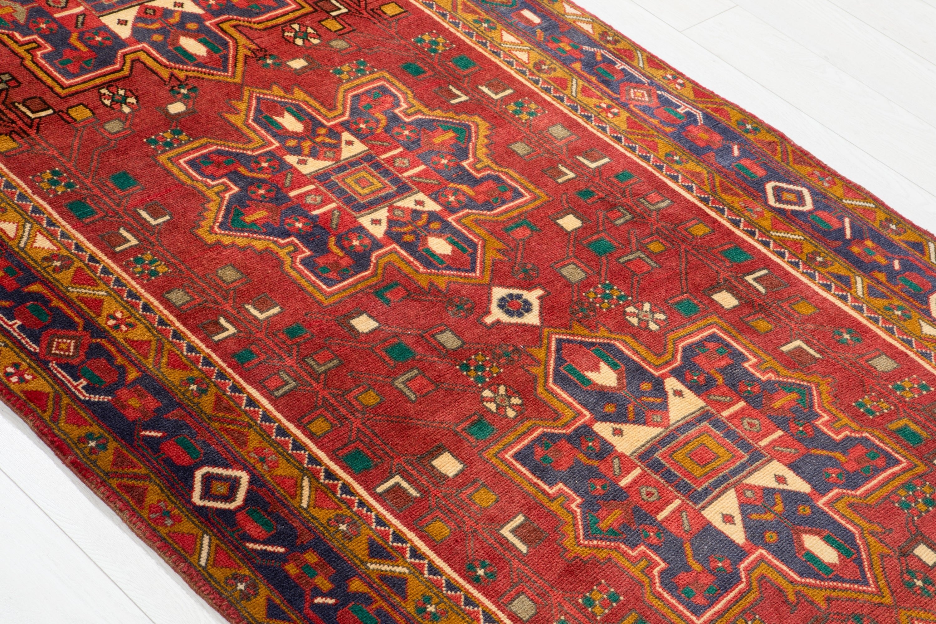 Hand-Knotted Vintage Wool Runner Rug – 10' 5" x 3' 10" (318 x 117 cm) - Yasi & Fara