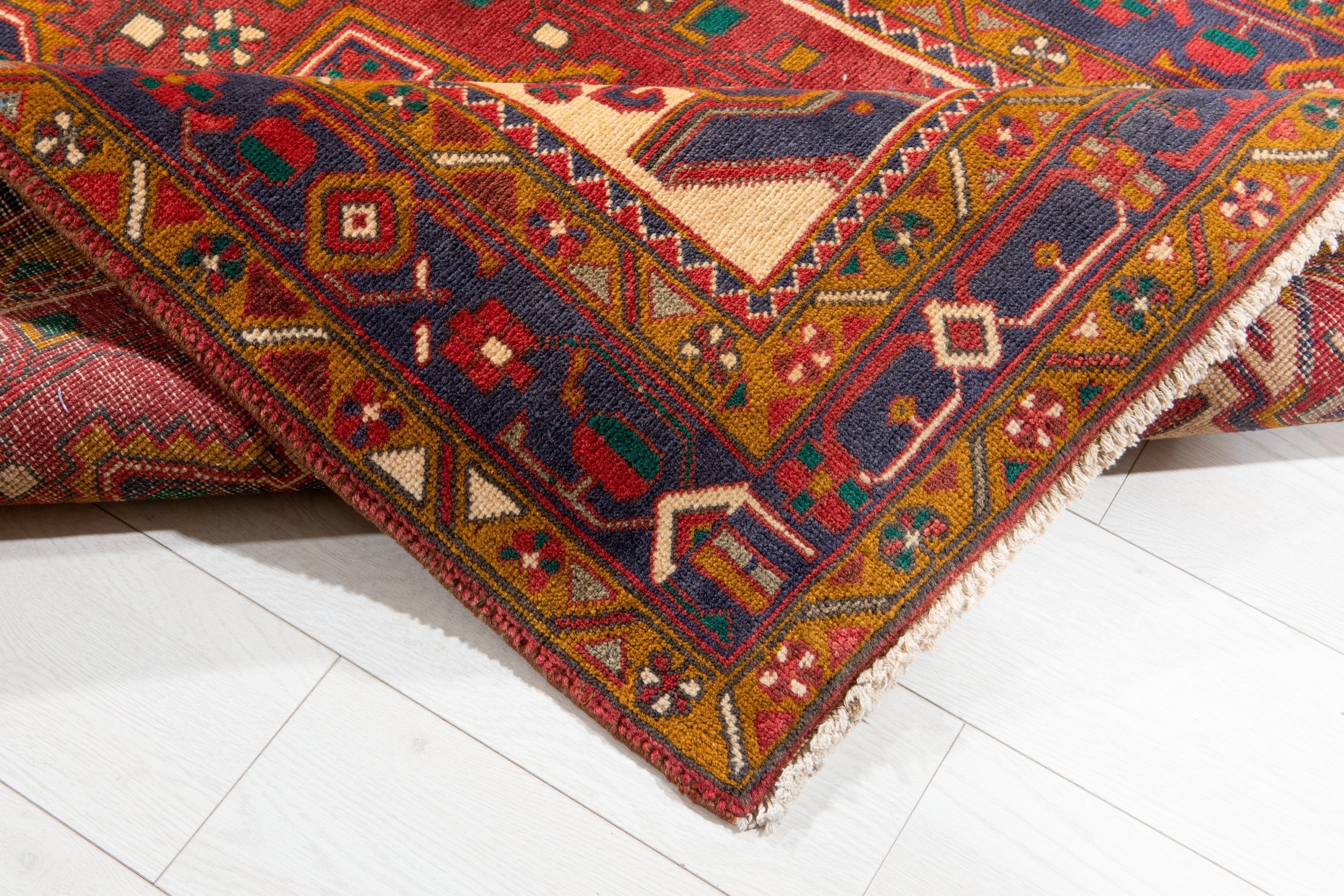 Hand-Knotted Vintage Wool Runner Rug – 10' 5" x 3' 10" (318 x 117 cm) - Yasi & Fara