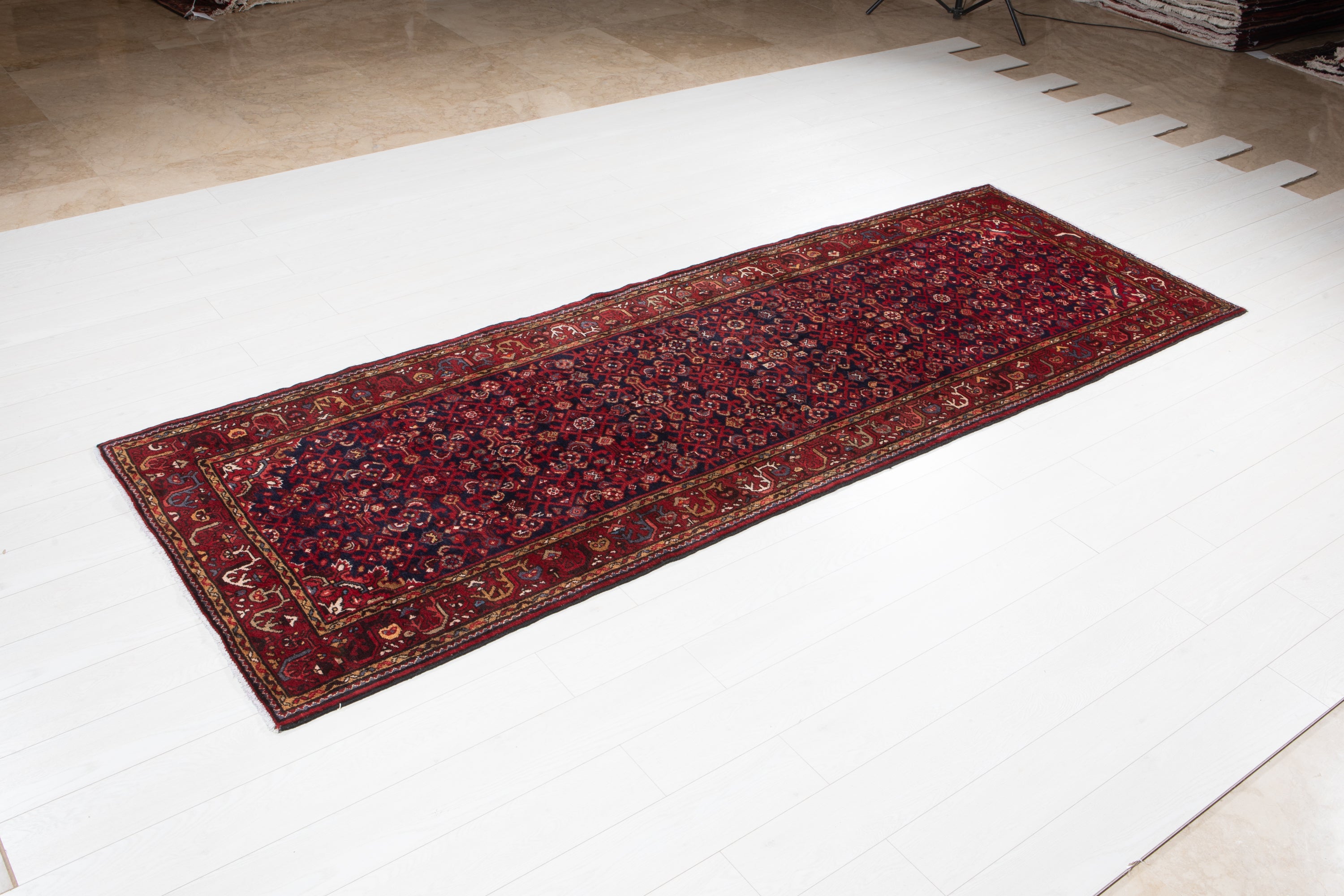 Hand-Knotted Vintage Wool Runner Rug – 10' 1" x 3' 7" (308 x 110 cm) - Yasi & Fara