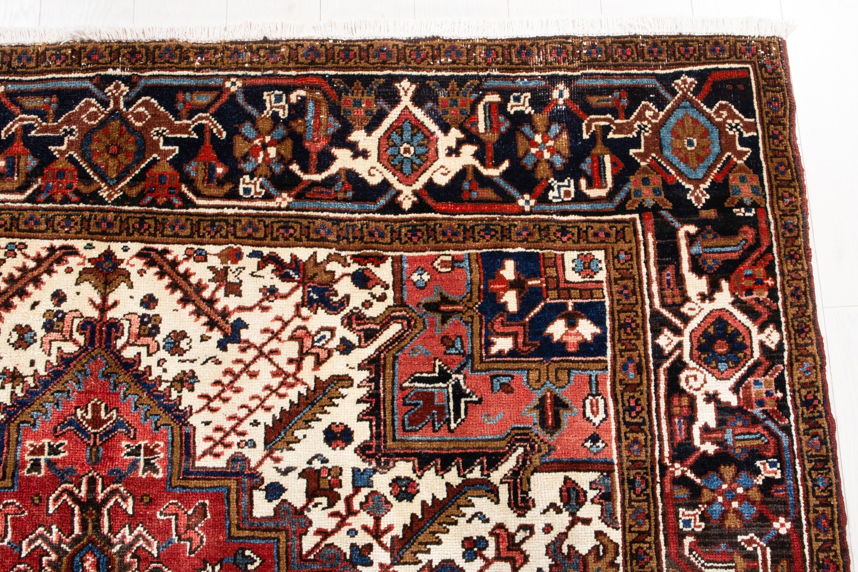 Hand-Knotted Vintage Wool Large Area Rug – 9' x 6' 9" (273 x 207 cm) - Yasi & Fara