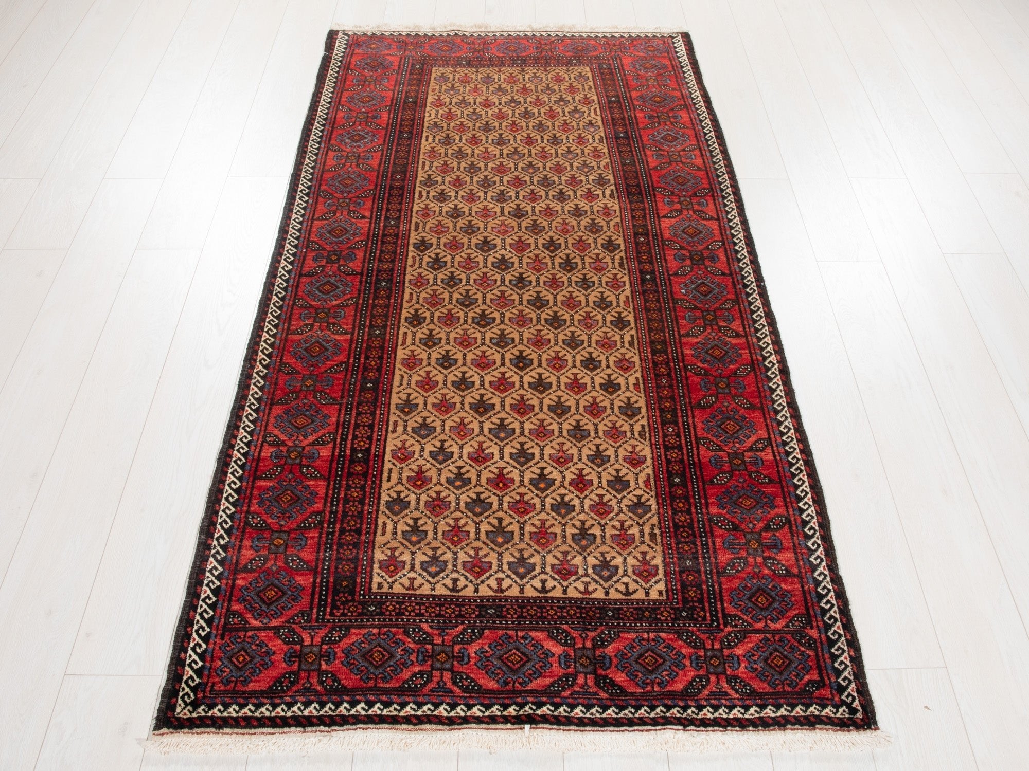 Hand-Knotted Vintage Wool Area Rug – 6' 6" x 3' 6" (197 x 107 cm) - Yasi & Fara