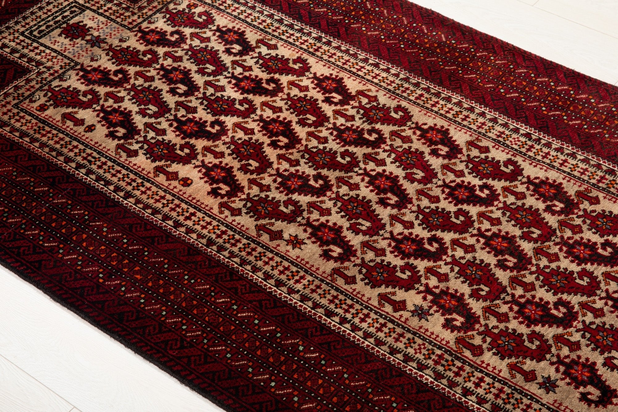 Hand-Knotted Vintage Prayer Wool Area Rug – 6' 6" x 3' 5" (197 x 104 cm) - Yasi & Fara