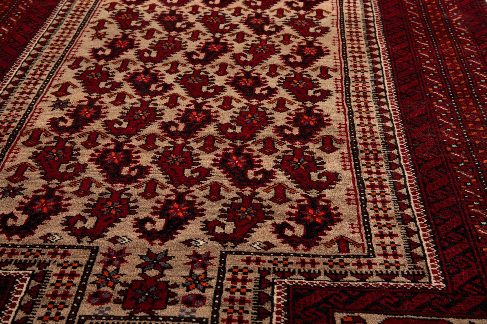 Hand-Knotted Vintage Prayer Wool Area Rug – 6' 6" x 3' 5" (197 x 104 cm) - Yasi & Fara