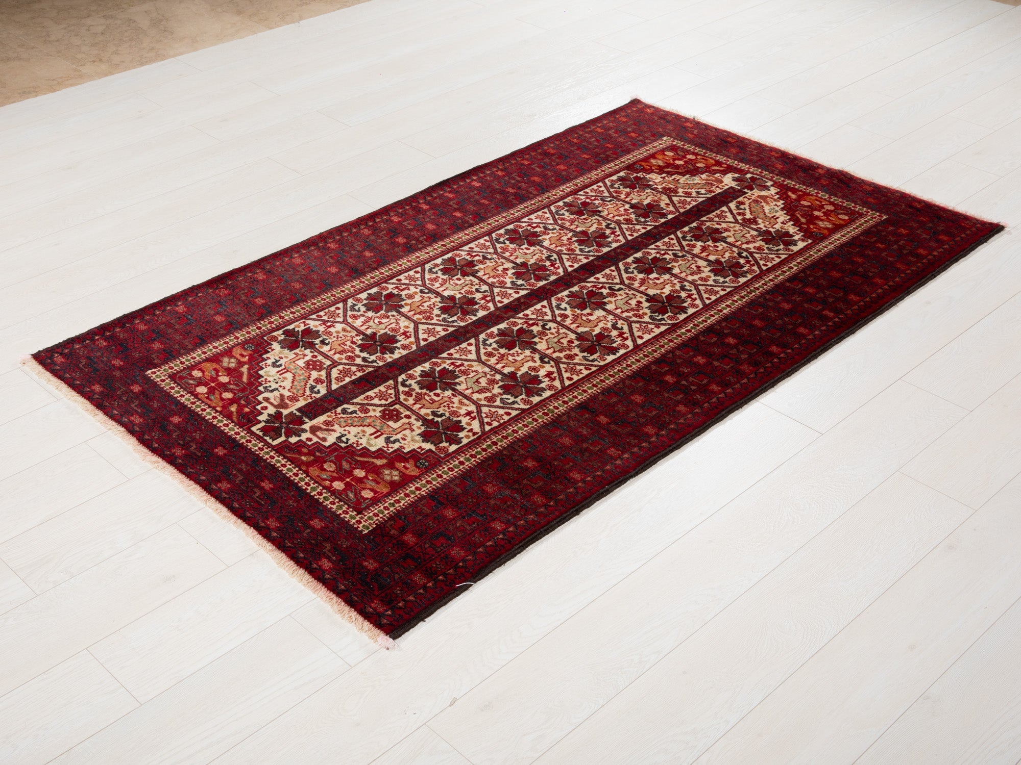 Hand-Knotted Vintage Wool Area Rug – 6' x 3' 5" (183 x 105 cm) - Yasi & Fara