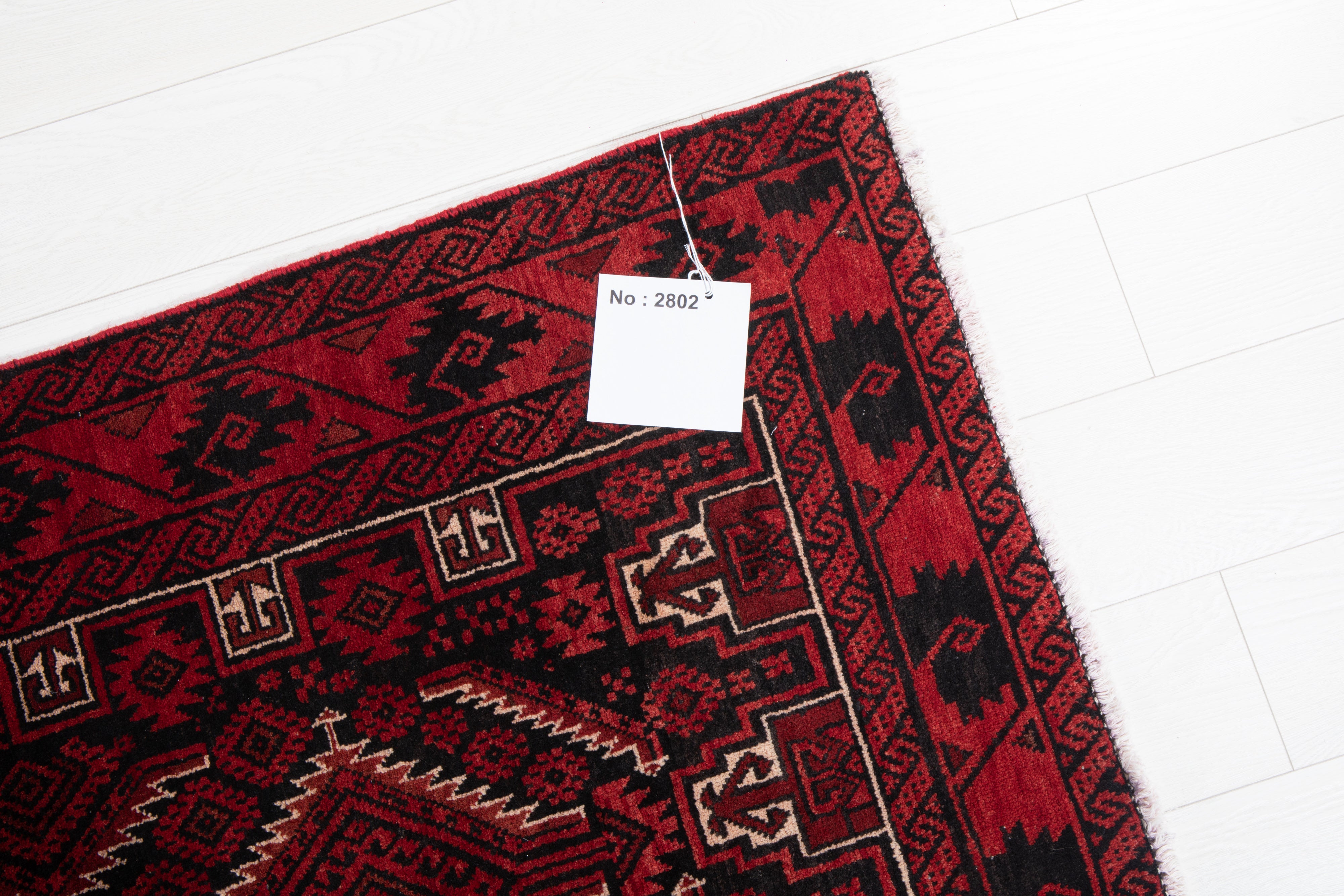 Fine Vintage Baluch Wool Rug, Red & Black, 3x6 – 6' 0" x 3' 1" (182 x 94 cm)