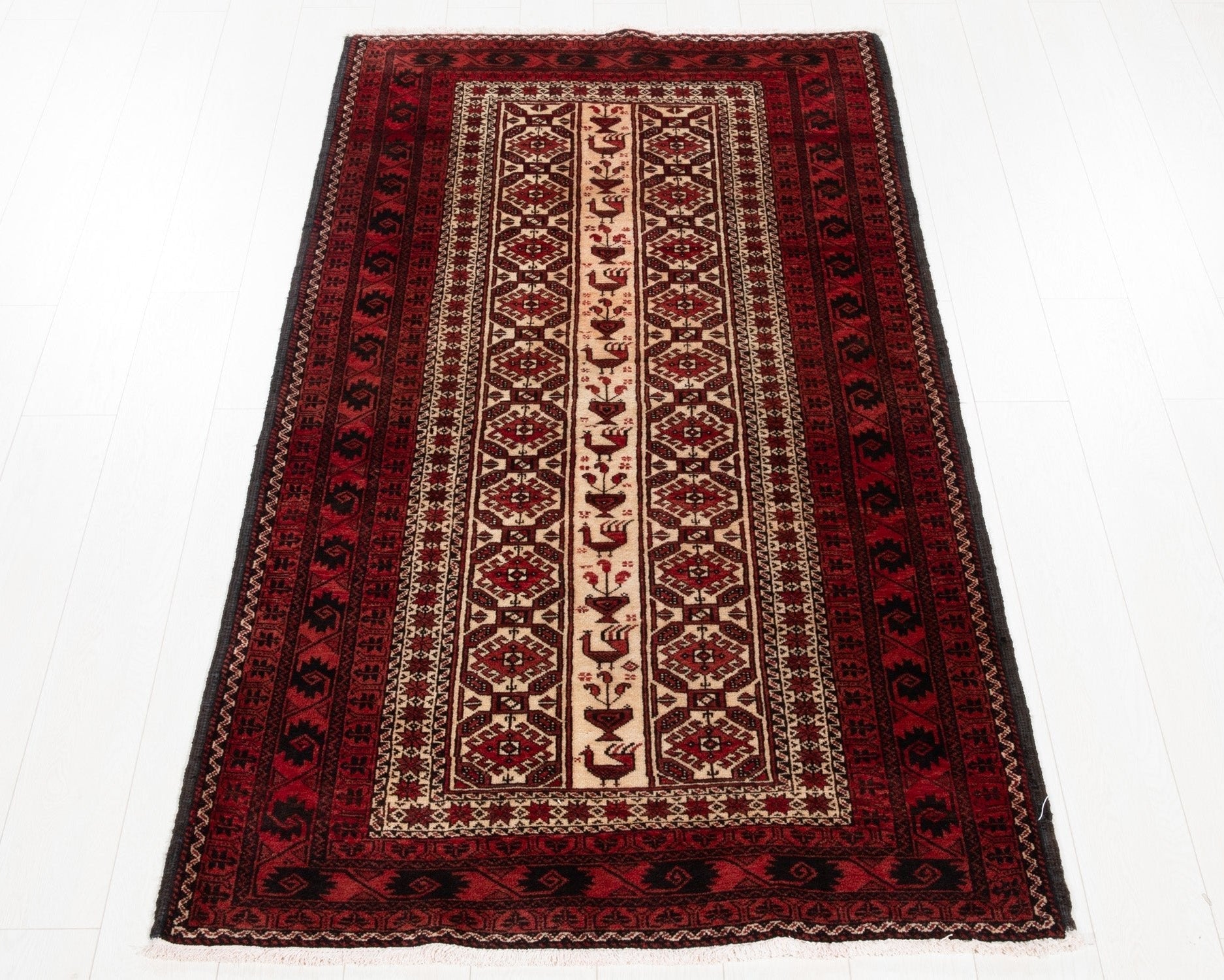 Hand-Knotted Vintage Wool Area Rug – 6' 8" x 3' 6" (204 x 106 cm) - Yasi & Fara