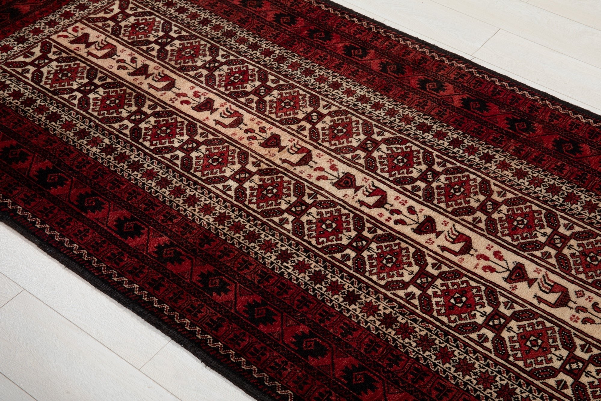 Hand-Knotted Vintage Wool Area Rug – 6' 8" x 3' 6" (204 x 106 cm) - Yasi & Fara