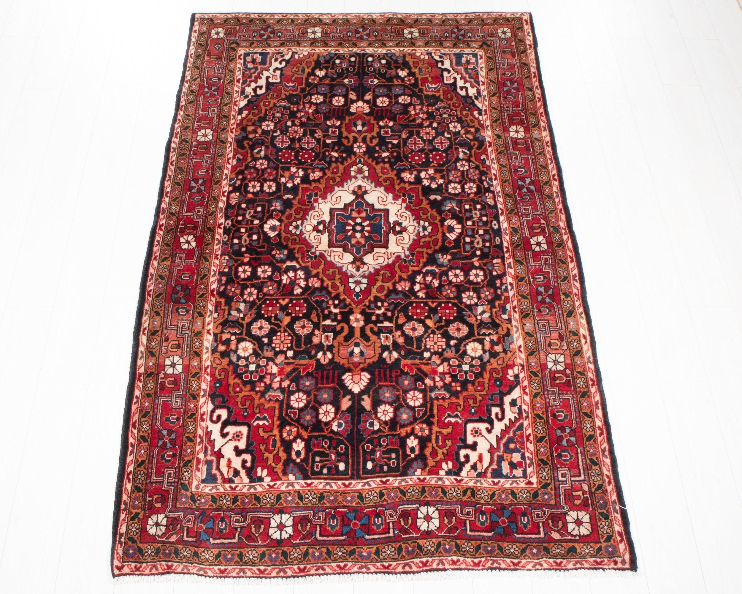 Hand-Knotted Vintage Wool Area Rug – 6' 11" x 4' 4" (210 x 133 cm) - Yasi & Fara