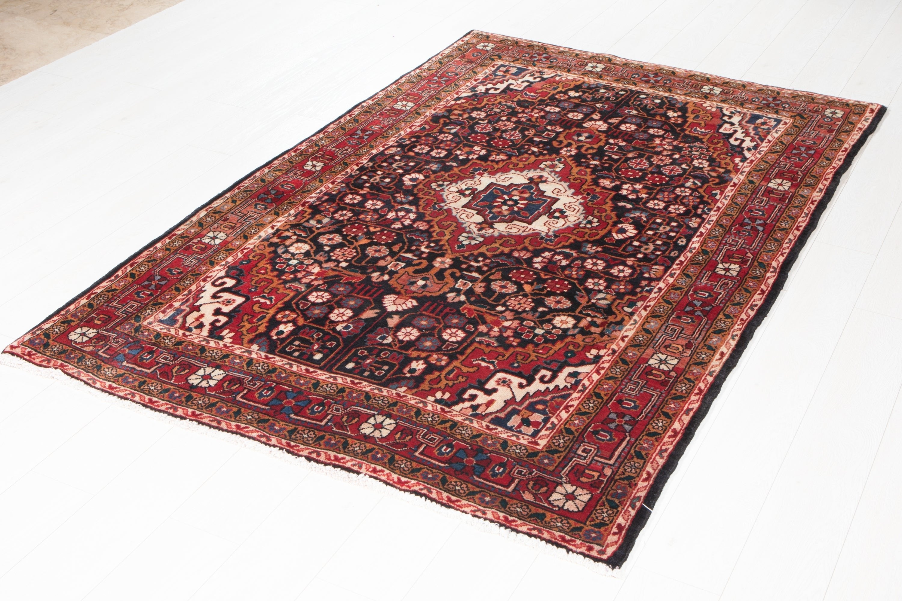 Hand-Knotted Vintage Wool Area Rug – 6' 11" x 4' 4" (210 x 133 cm) - Yasi & Fara