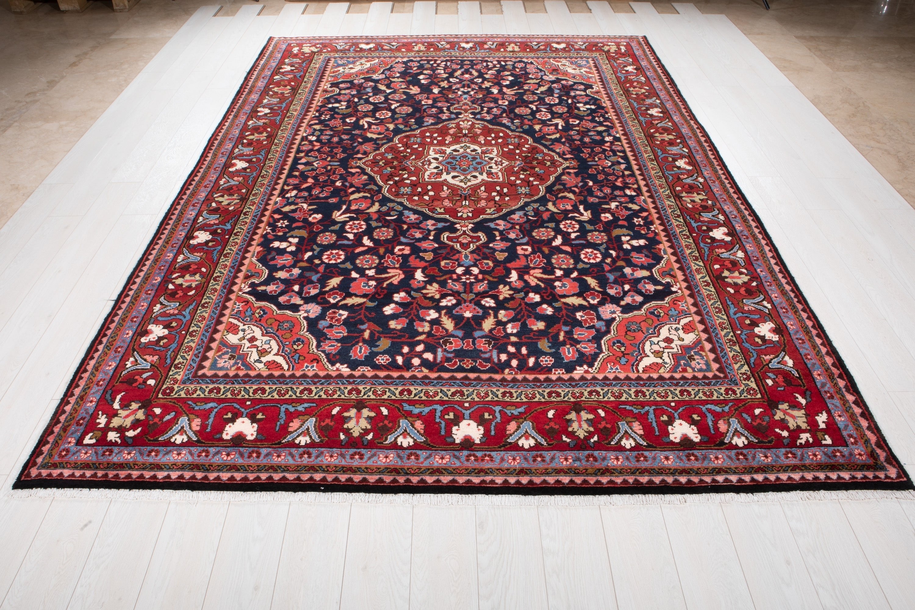 Hand-Knotted Vintage Wool Large Area Rug – 10' 8" x 7' 3" (325 x 222 cm) - Yasi & Fara