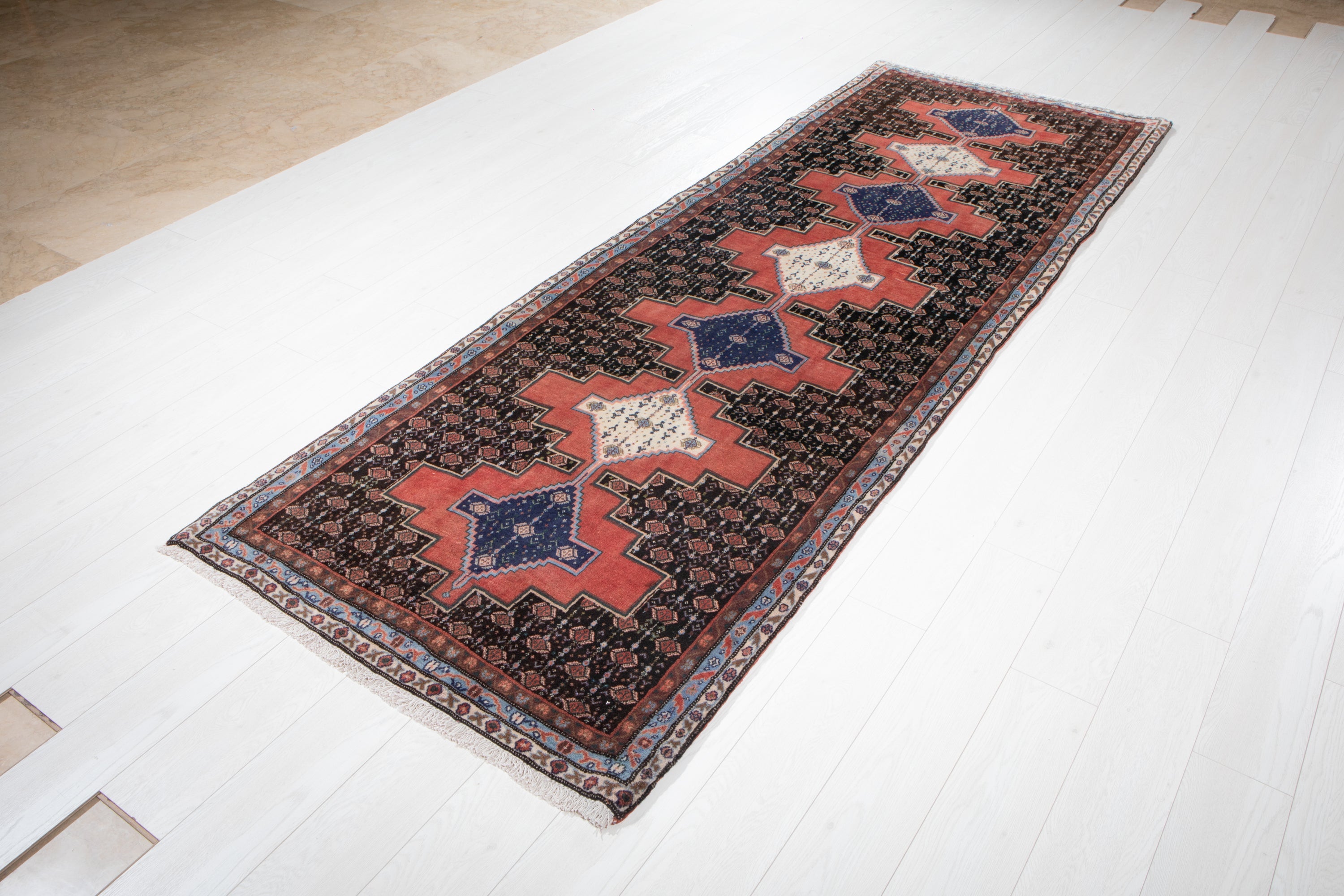 Hand-Knotted Vintage Wool Runner Rug – 9' 9" x 3' 5 (298 x 104 cm) - Yasi & Fara