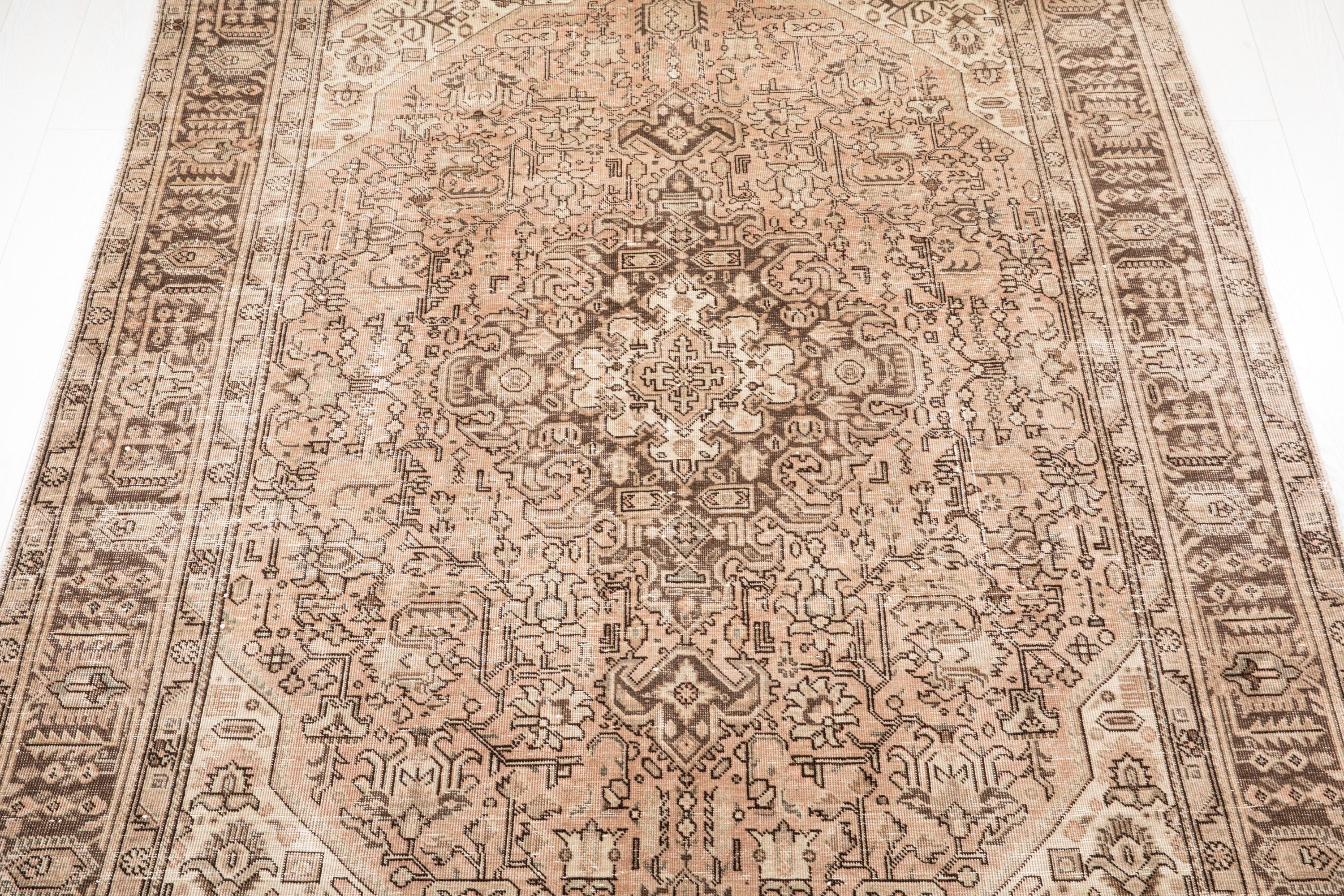 Hand-Knotted Vintage Large Wool Area Rug Faded – 9' 6" x 6' 4" (289 x 193 cm) - Yasi & Fara
