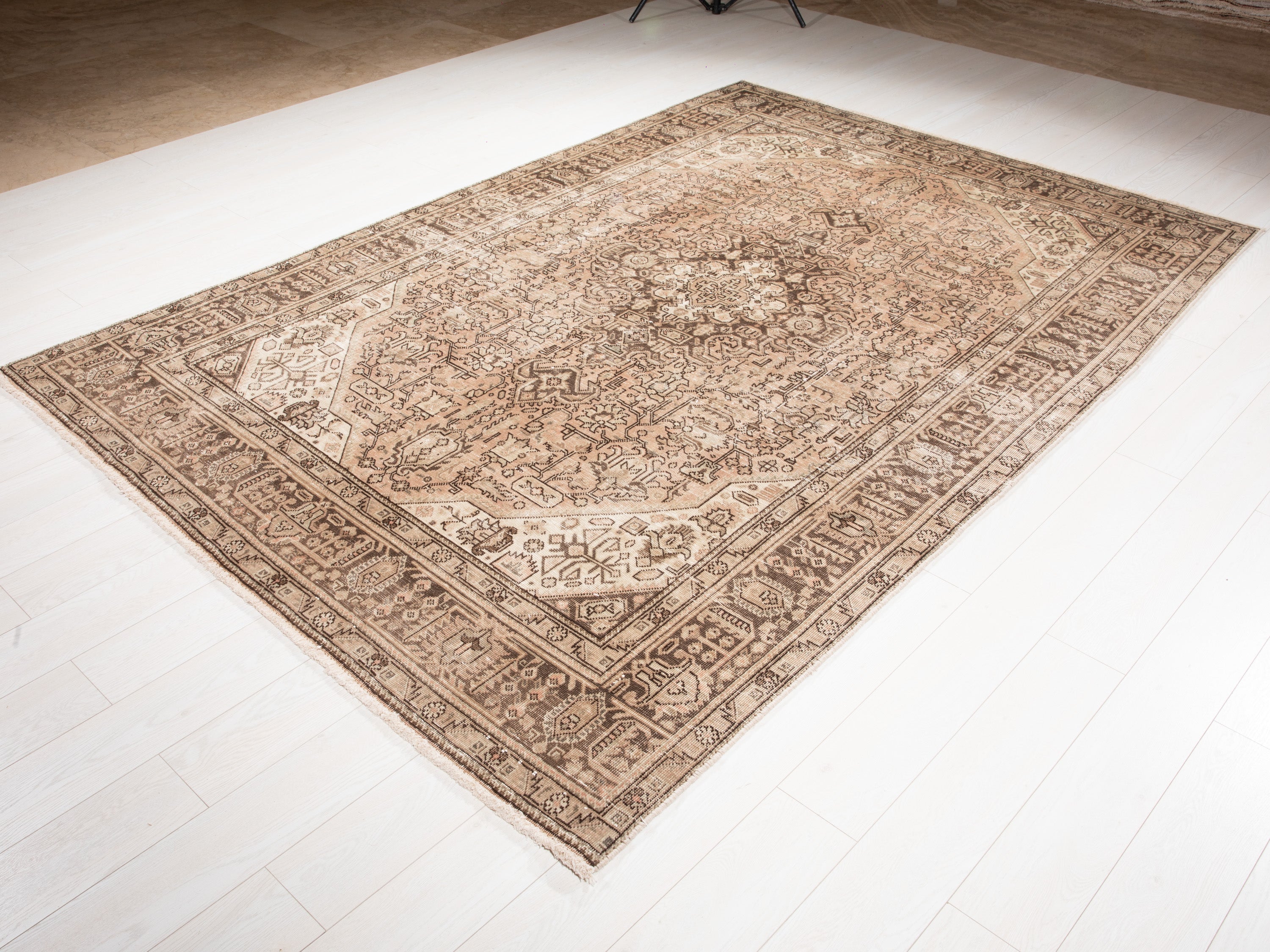 Hand-Knotted Vintage Large Wool Area Rug Faded – 9' 6" x 6' 4" (289 x 193 cm) - Yasi & Fara
