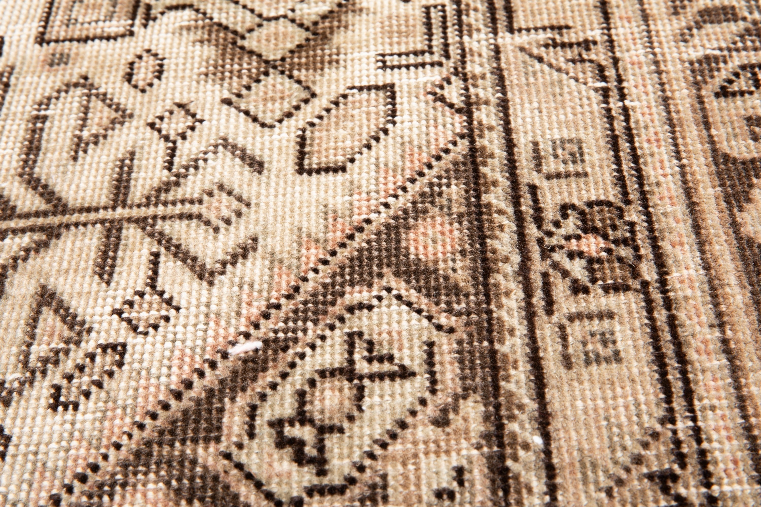 Hand-Knotted Vintage Large Wool Area Rug Faded – 9' 6" x 6' 4" (289 x 193 cm) - Yasi & Fara