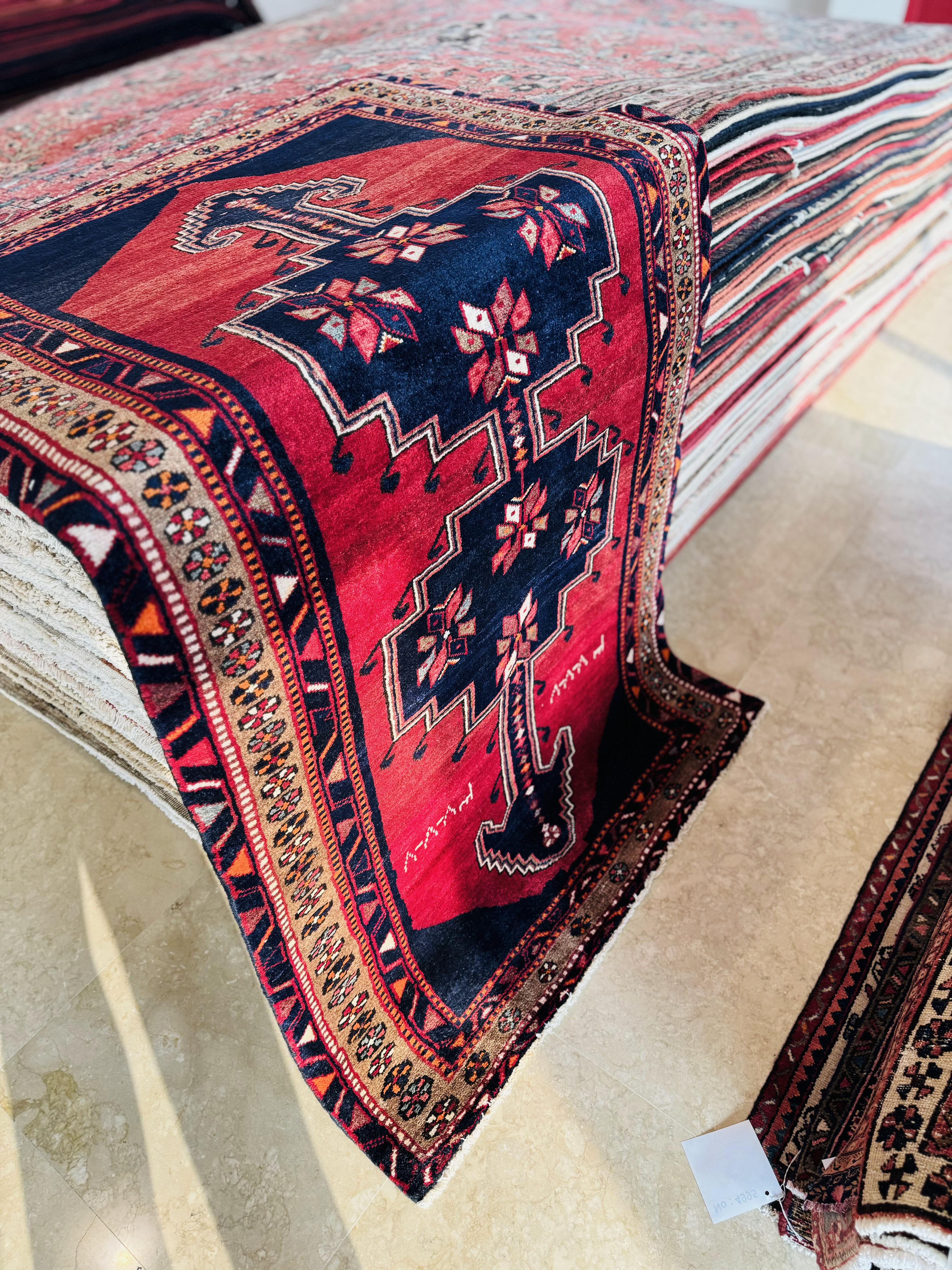 Hand-Knotted Vintage Wool Area Rug – 6' 7" x 3' 9" (200 x 114 cm) - Yasi & Fara