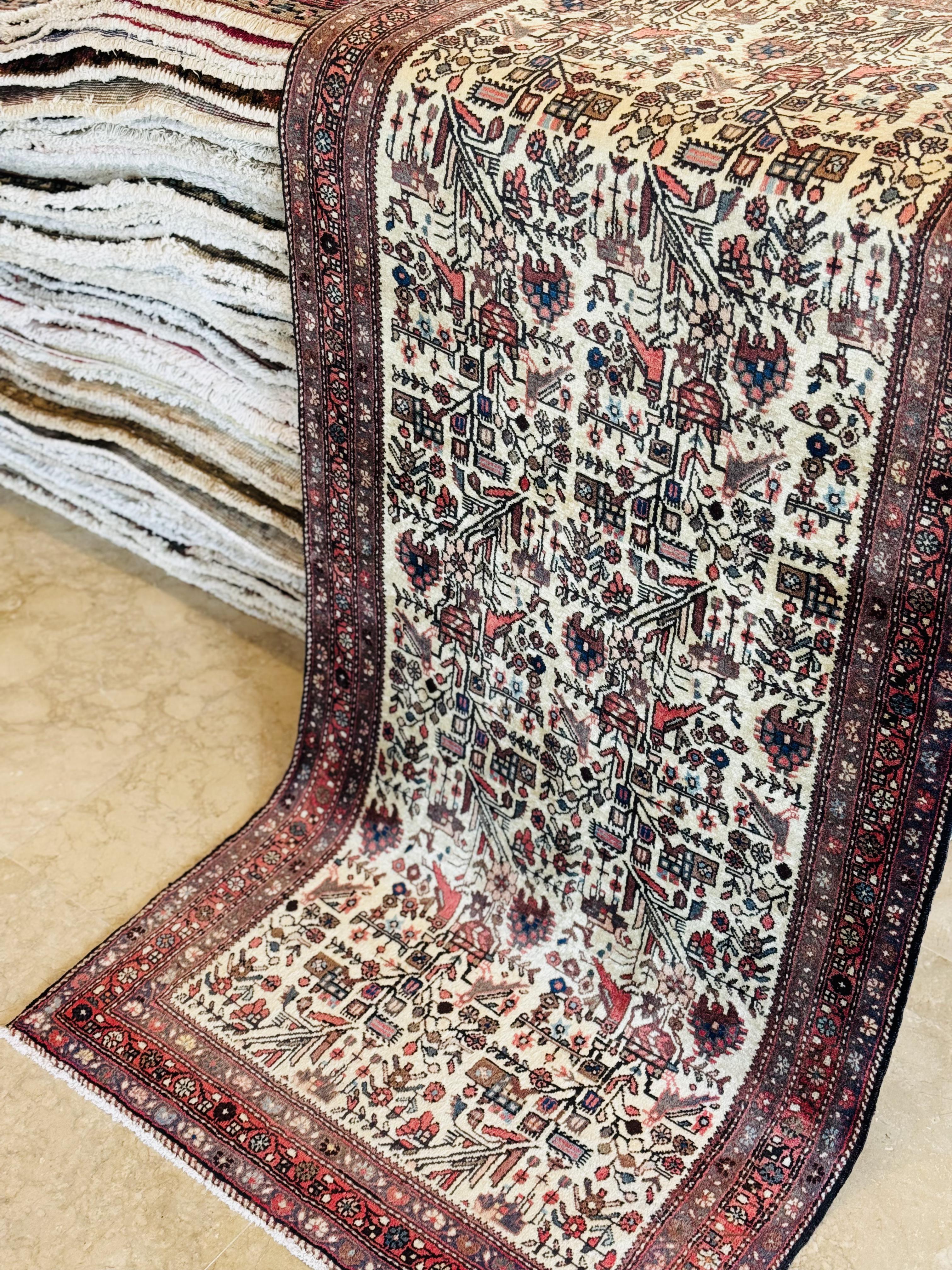Hand-Knotted Vintage Wool Area Rug – 6' 5" x 2' 10" (195 x 87 cm) - Yasi & Fara