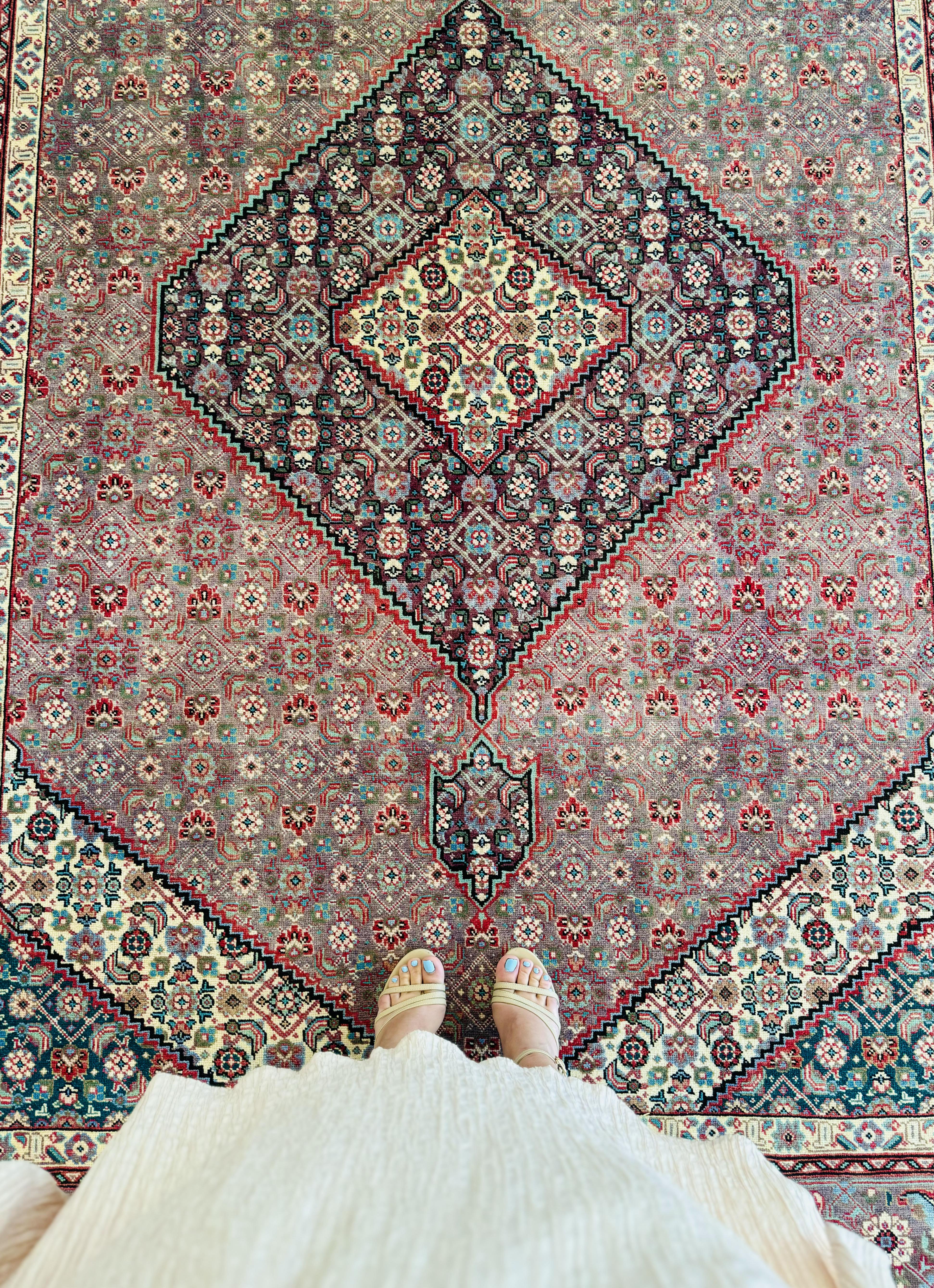 Hand-Knotted Vintage Large Wool Area Rug – 9' 11" x 6' 6" (302 x 199 cm) - Yasi & Fara