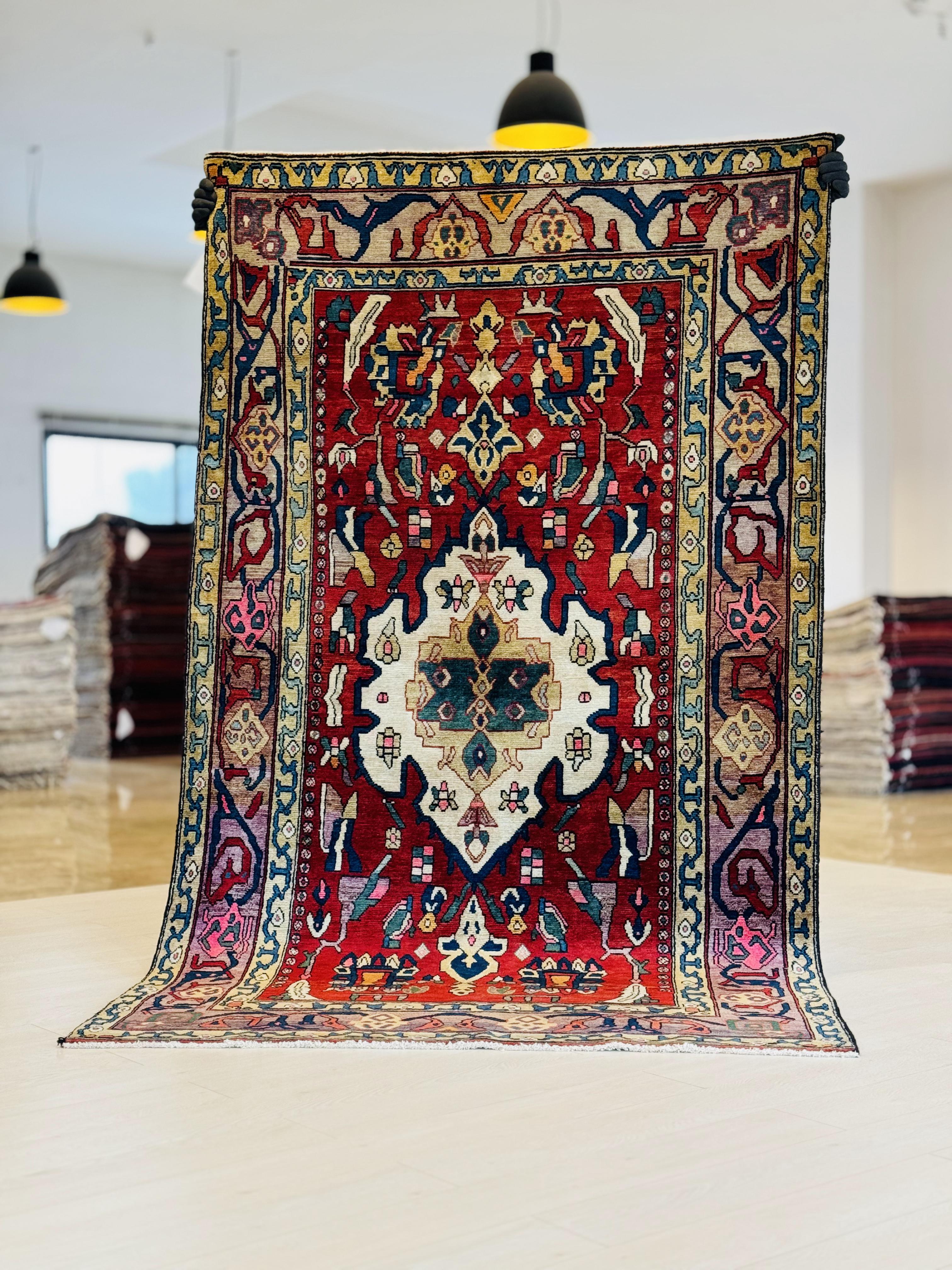 8' 1" x 4' 9" Excellent Hand-Knotted Antique Collectible Tribal Rug - Yasi & Fara