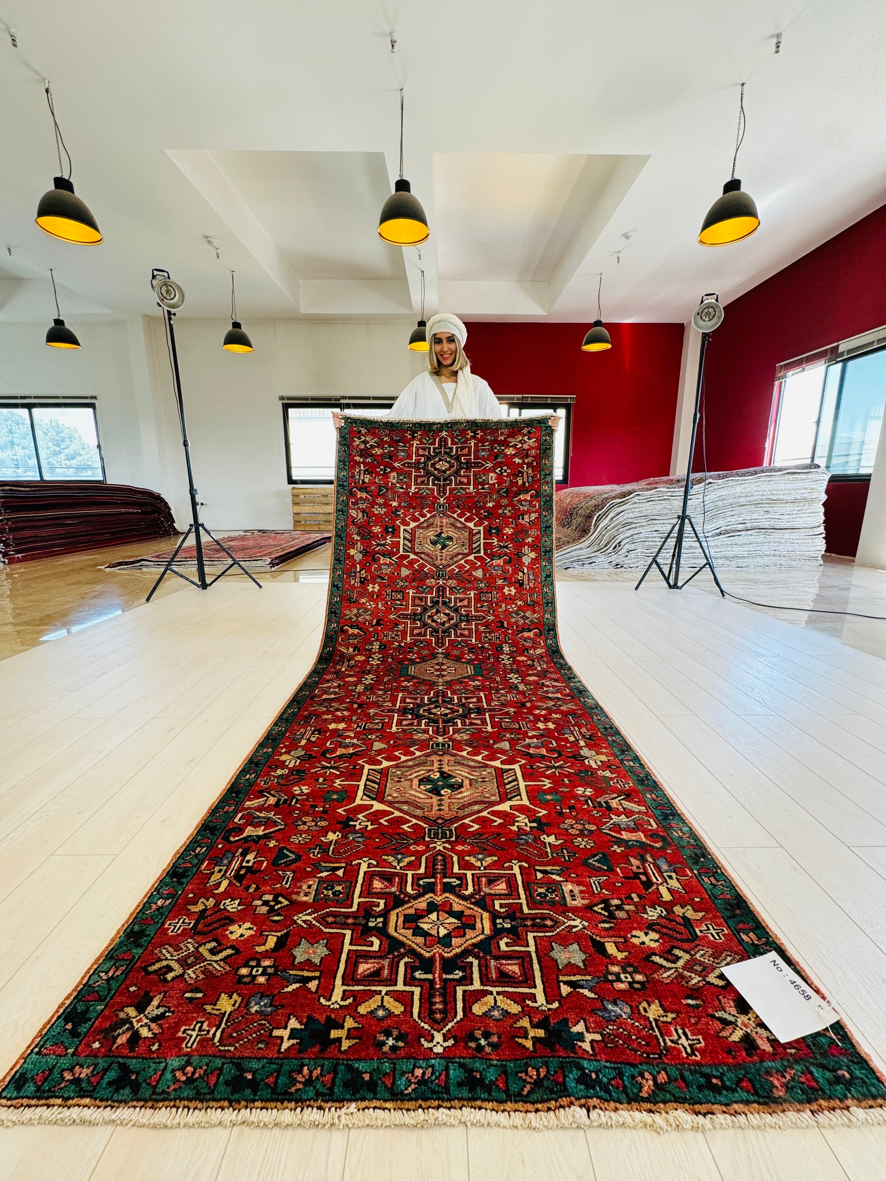Hand-Knotted Vintage Wool Runner Rug – 9' 6" x 3' 10" (290 × 116 cm) - Yasi & Fara