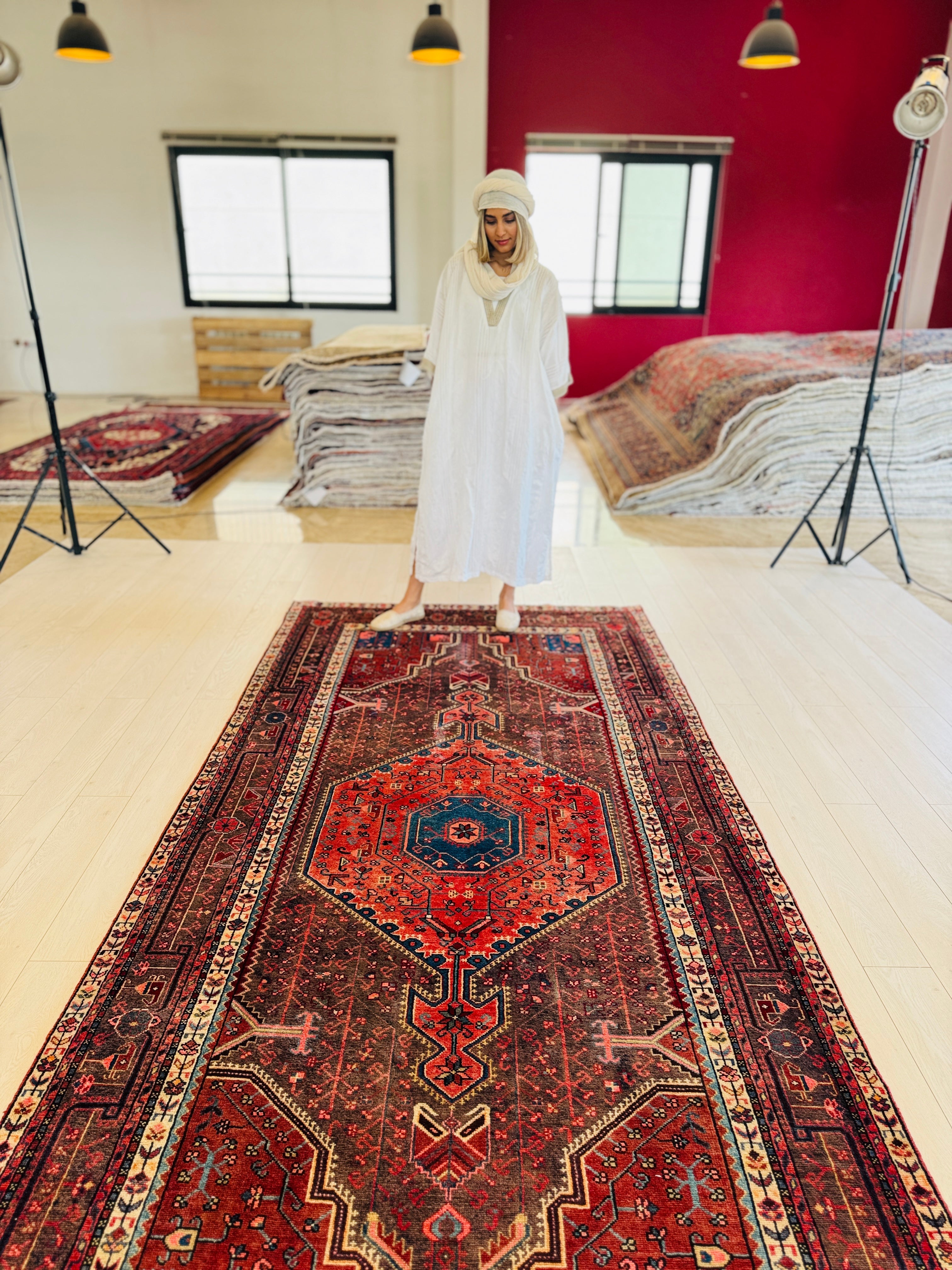 Hand-Knotted Vintage Wool Area Rug – 10' 7" x 5' 1" (323 × 154 cm) - Yasi & Fara