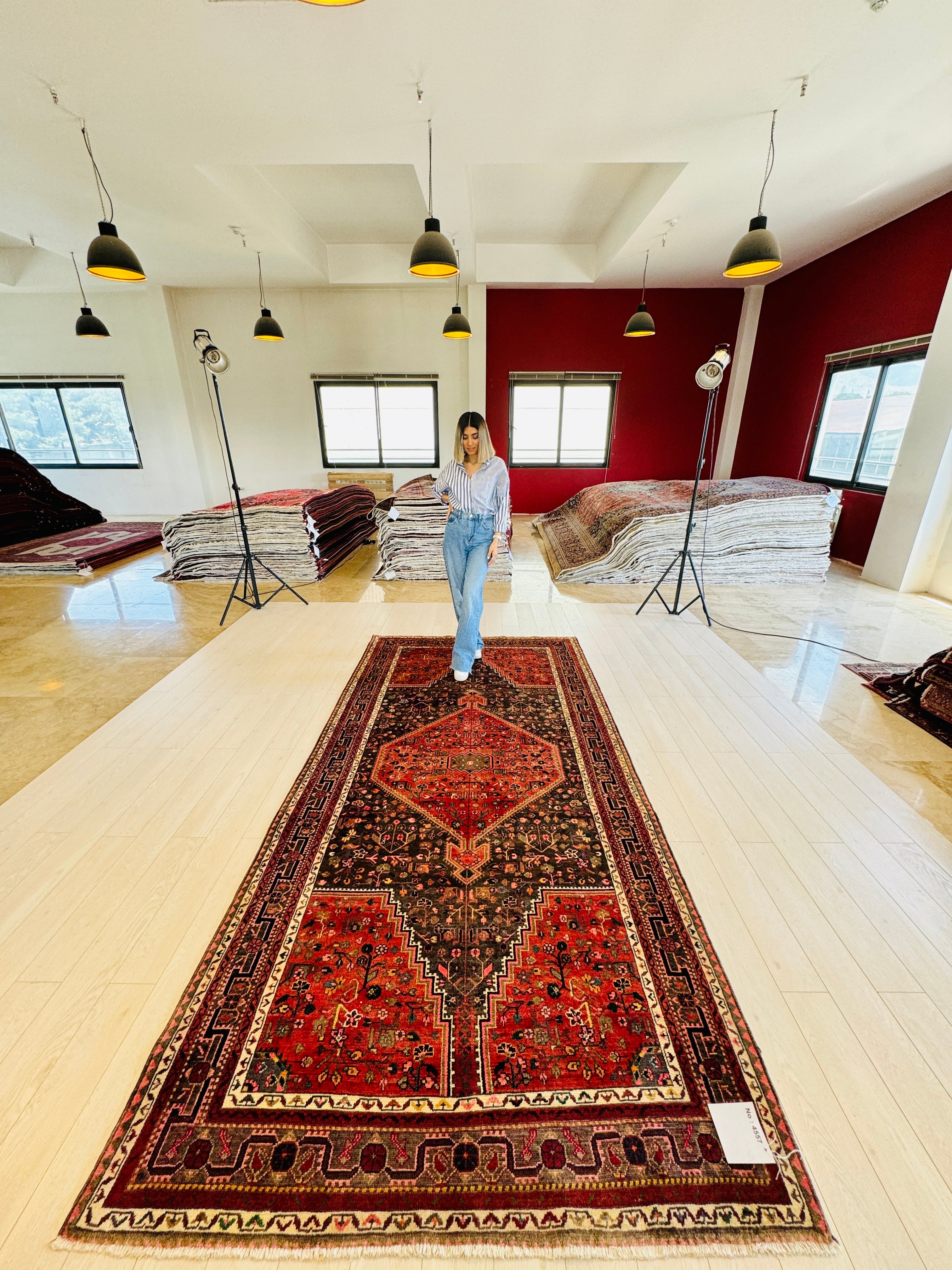 Hand-Knotted Vintage Wool Area Rug – 10' 9" x 5' 5" (328 x 165 cm) - Yasi & Fara