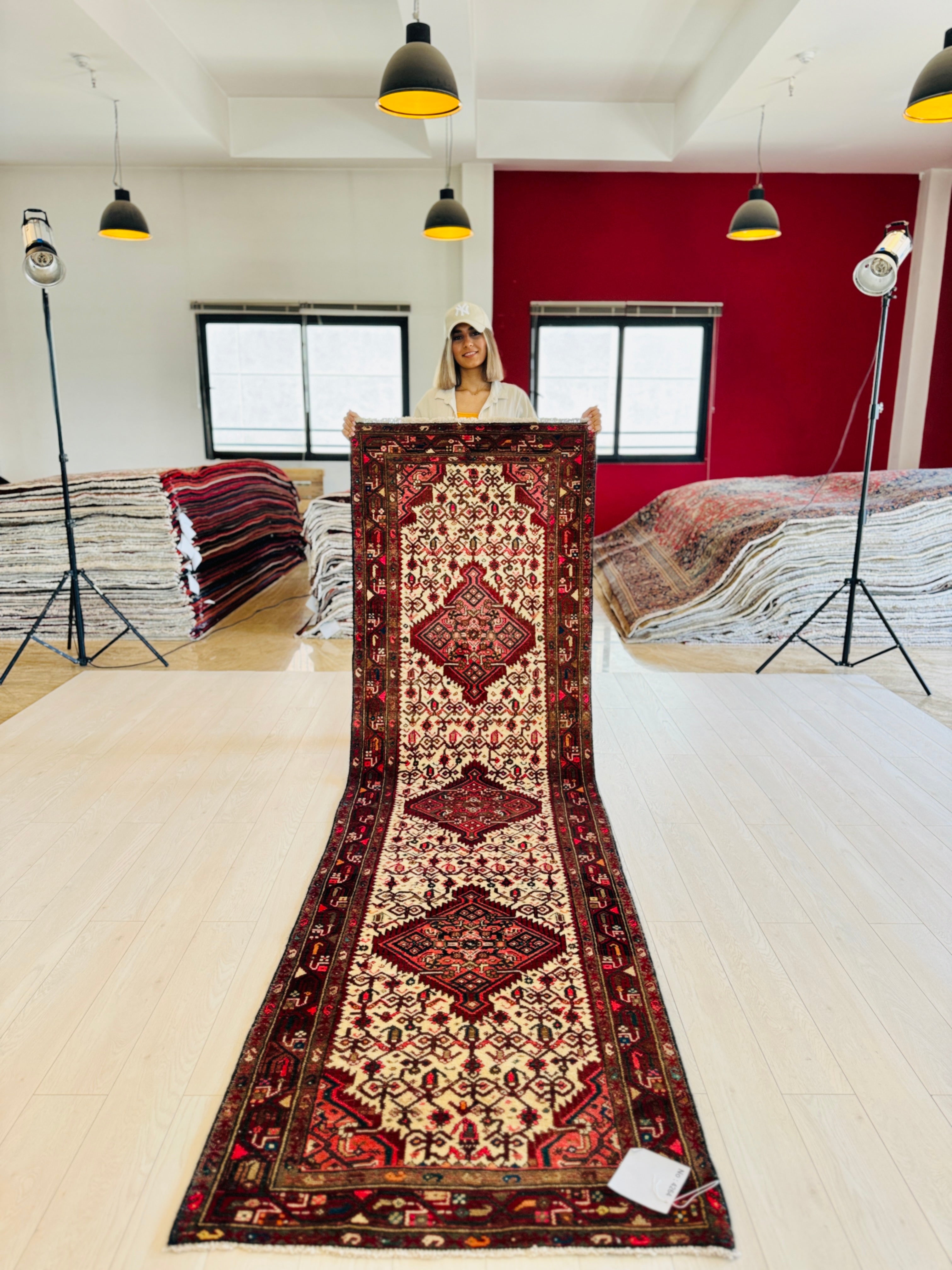 Hand-Knotted Vintage Wool Runner Rug – 10' 6" x 2' 11" (319 × 90 cm) - Yasi & Fara