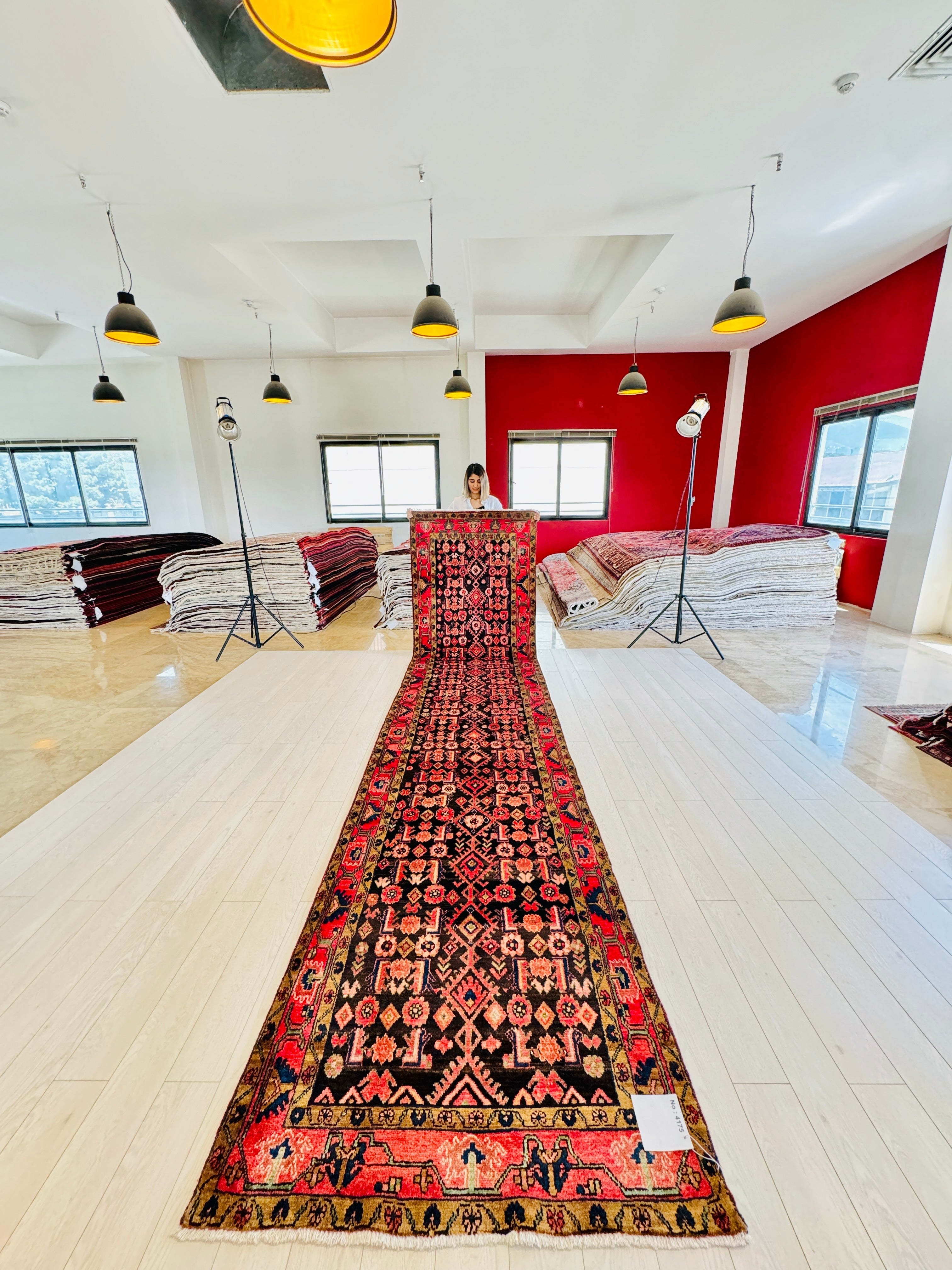 Hand-Knotted Vintage Wool Runner Rug – 16' 4" x 3' 8" (497 x 113 cm) - Yasi & Fara