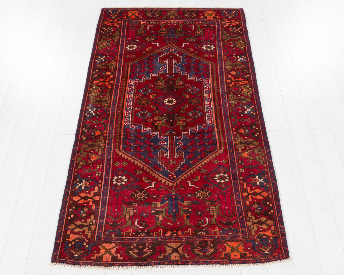 Vintage Zanjan Red, orange hand-knotted wool rug, SKU 5621