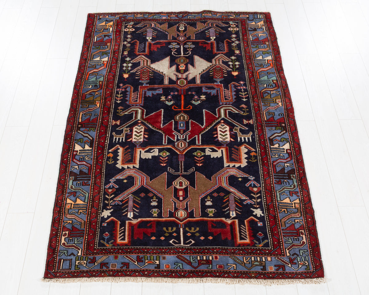 Vintage Zanjan Navy blue, blue hand-knotted wool rug, SKU 5623