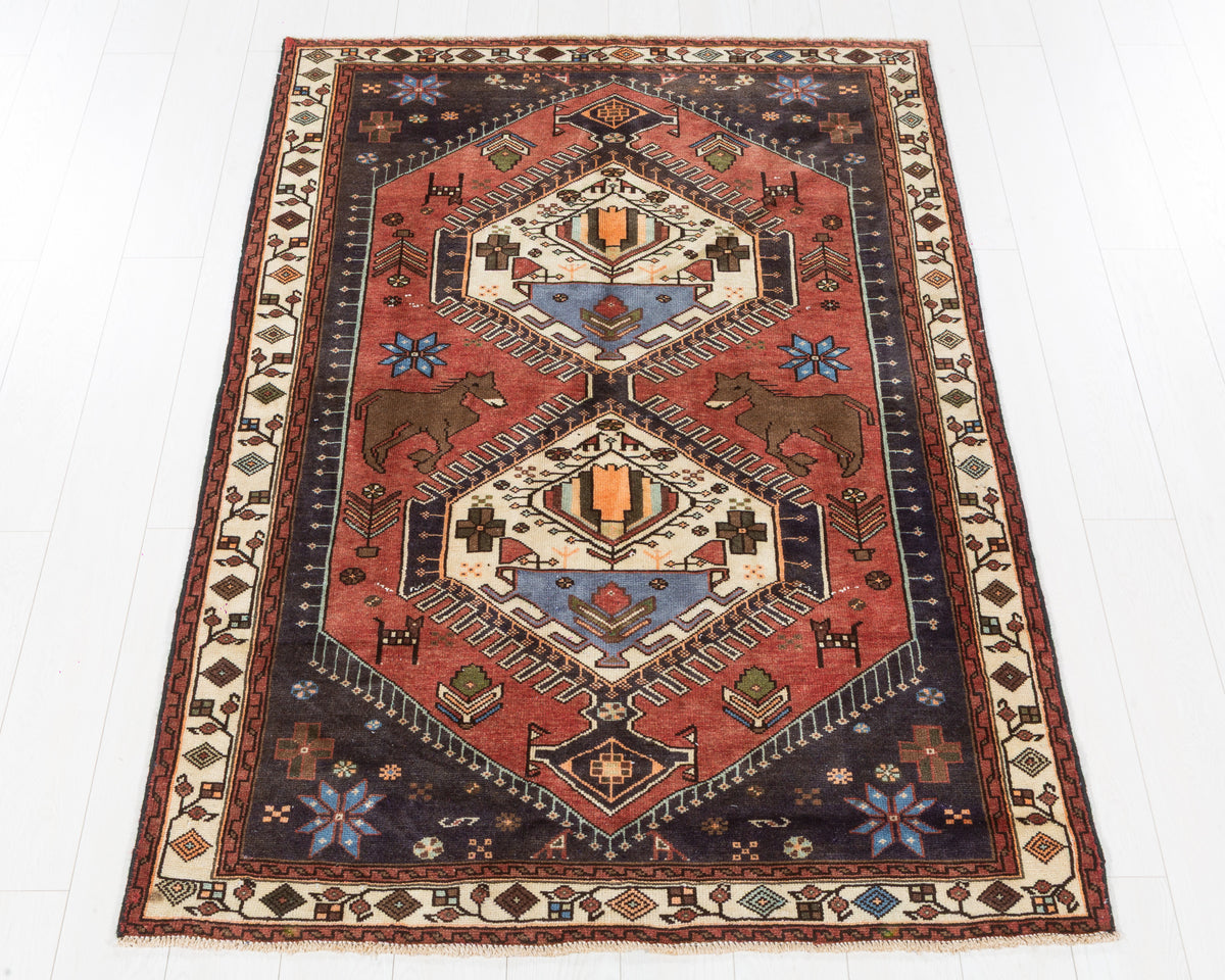 Vintage Tarom Rust red, beige hand-knotted wool rug, SKU 5628